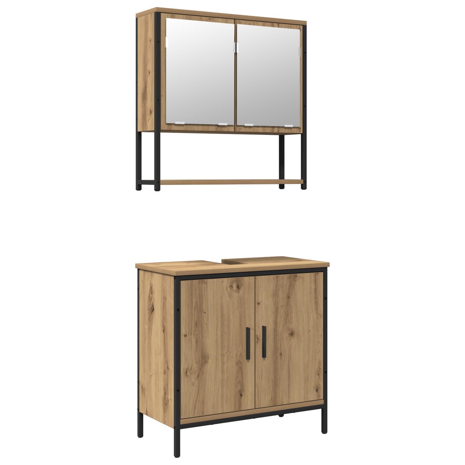 Badeværelsesmøbel sæt med opbevaring 2 stk Brun 60 x 30 x 60 cm
