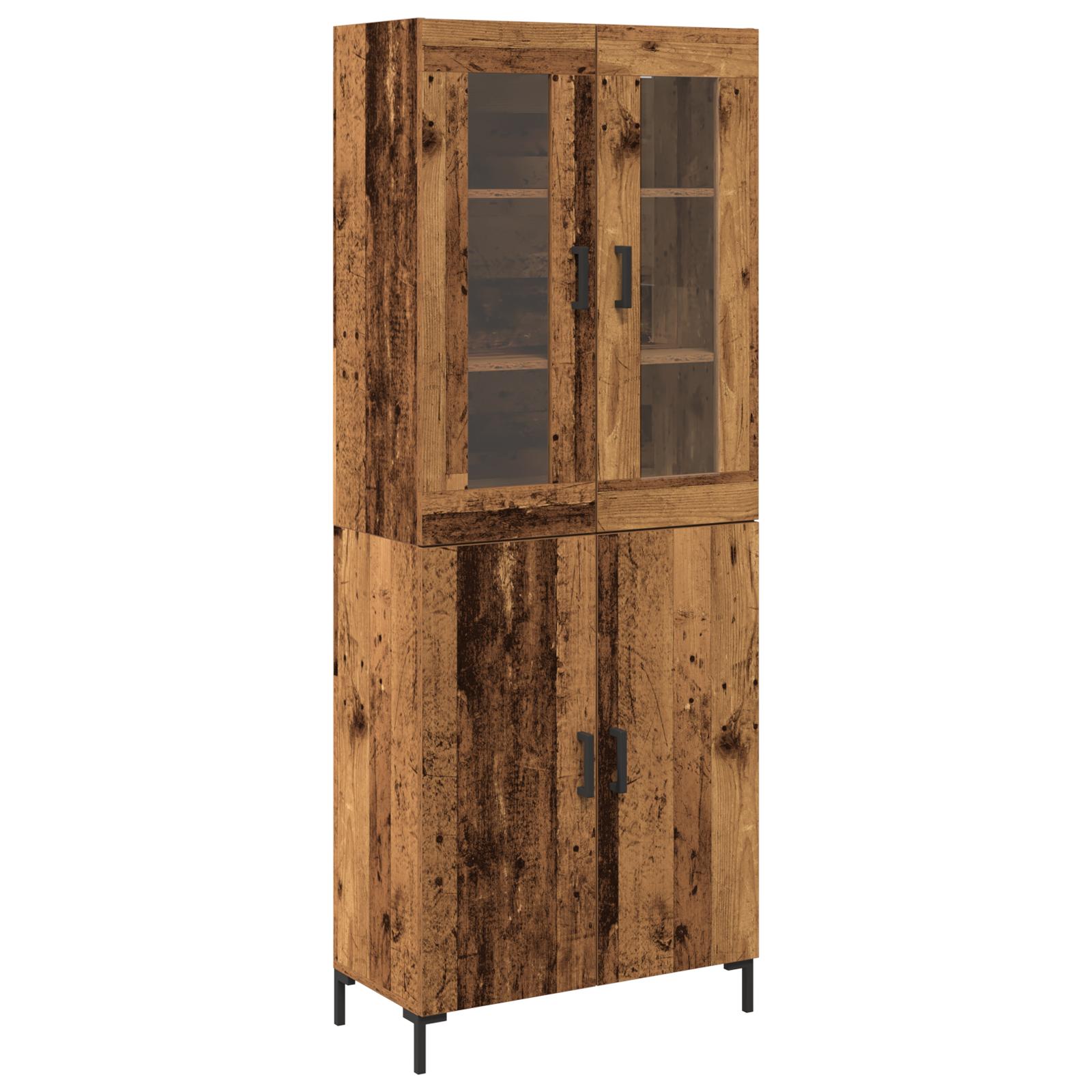 Highboard 2 Dele Gammelt Træ 69,5 X 34 X 180 Cm Konstrueret Træ