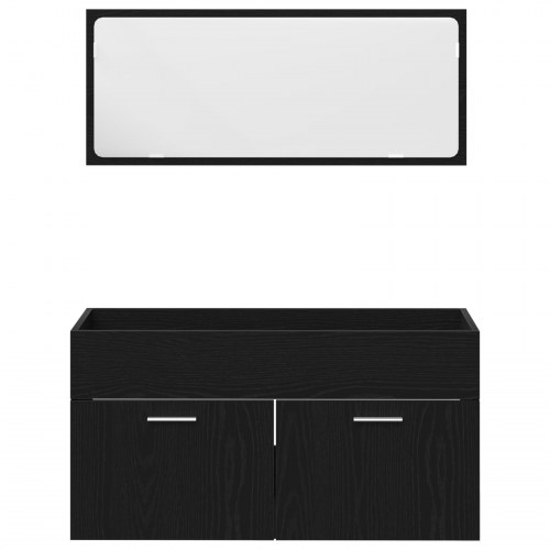 4-delt Badeværelsesmøbel Sæt Sort Eg Konstrueret Træ