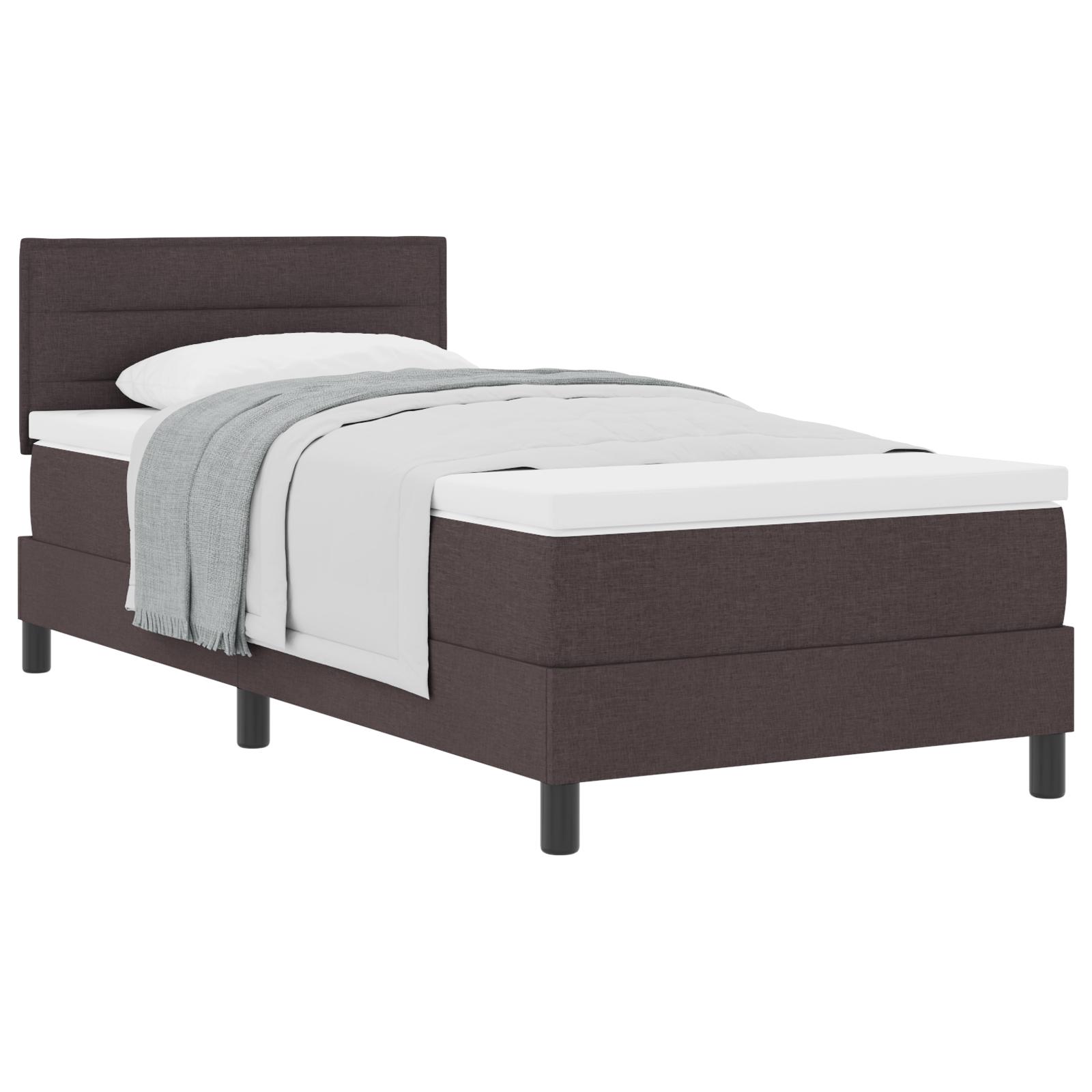 Box spring seng med hovedgærde Mørk Brun 90 x 200 cm Stof