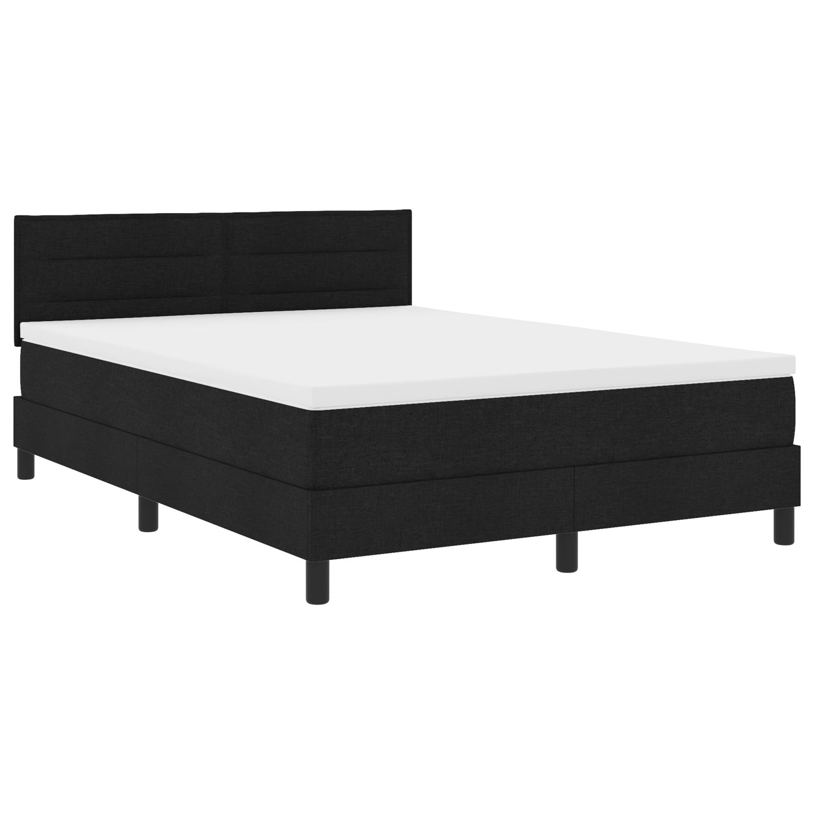 Box spring seng med hovedgærde Sort 140 x 190 cm Stof