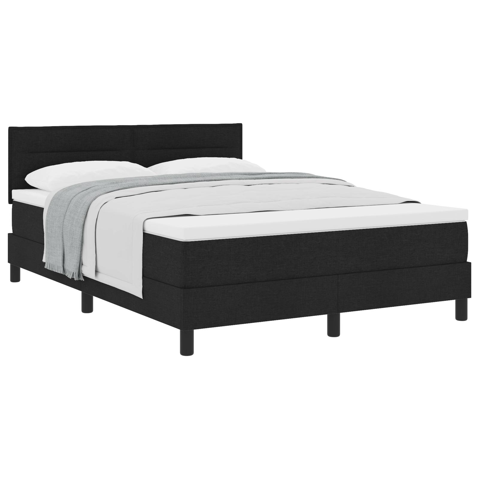 Box spring seng med hovedgærde Sort 160 x 200 cm Stof