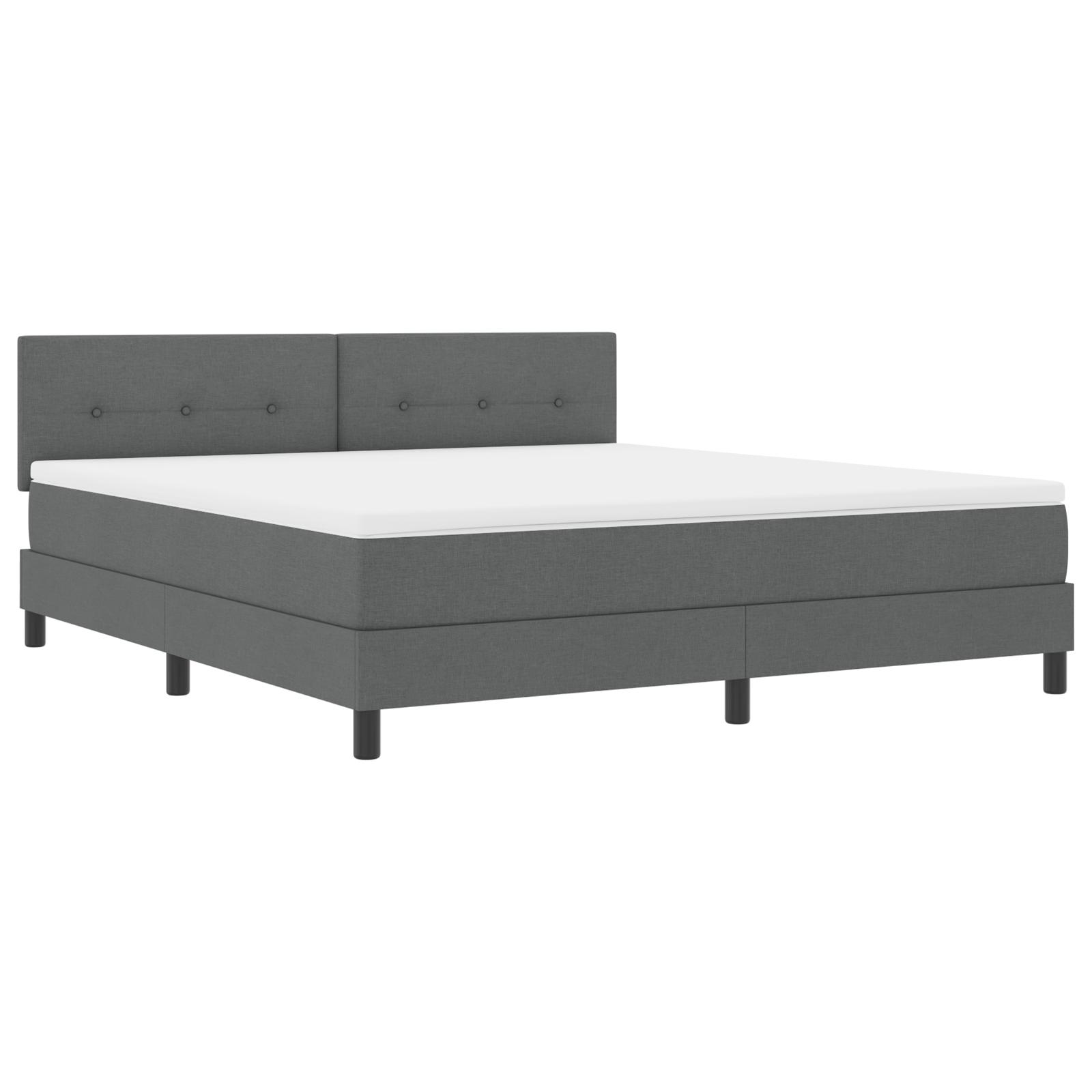 Box Spring Seng Med Madrassen Mørkegrå 180x200 Cm Stof