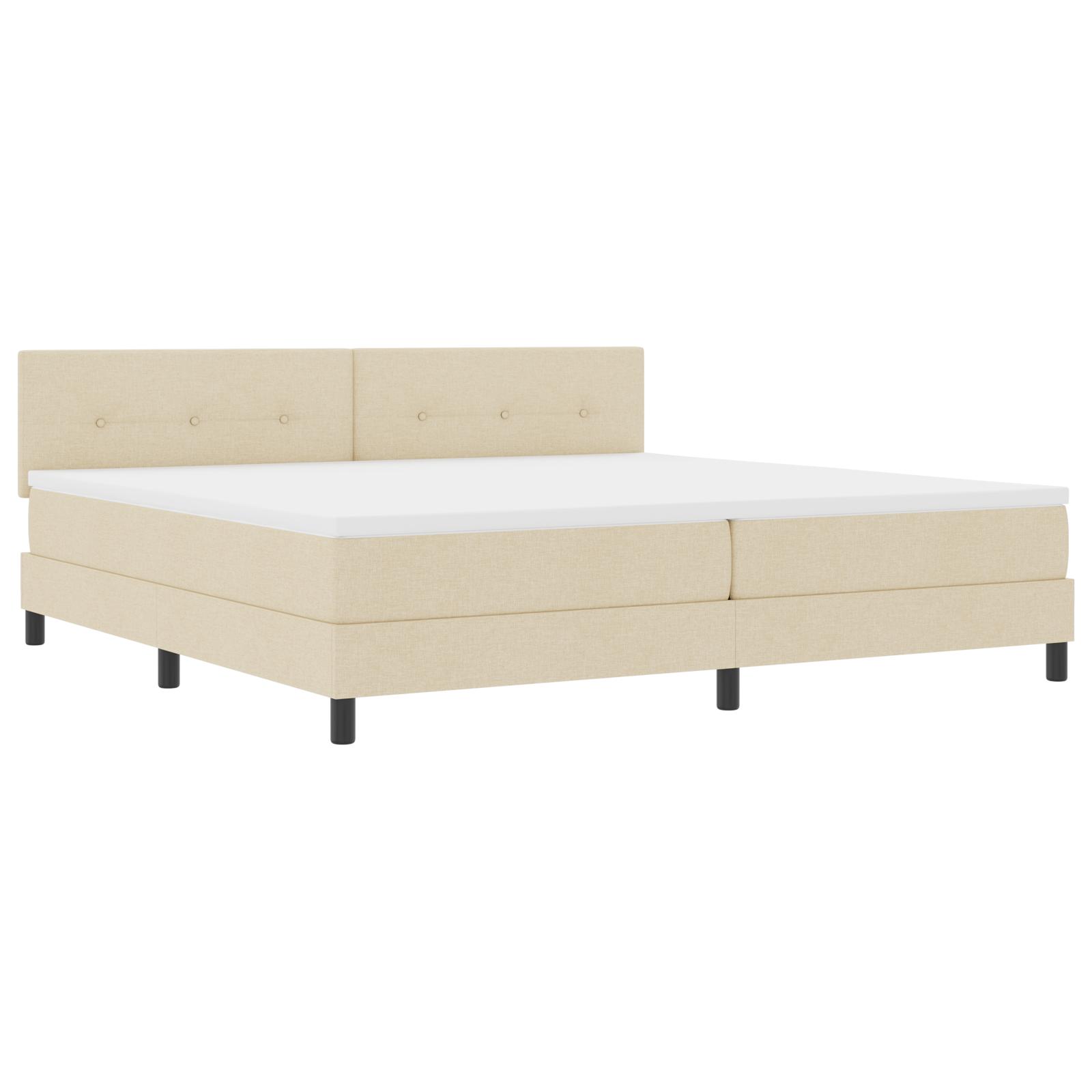Box spring seng med hovedgærde Creme 200 x 200 cm Stof