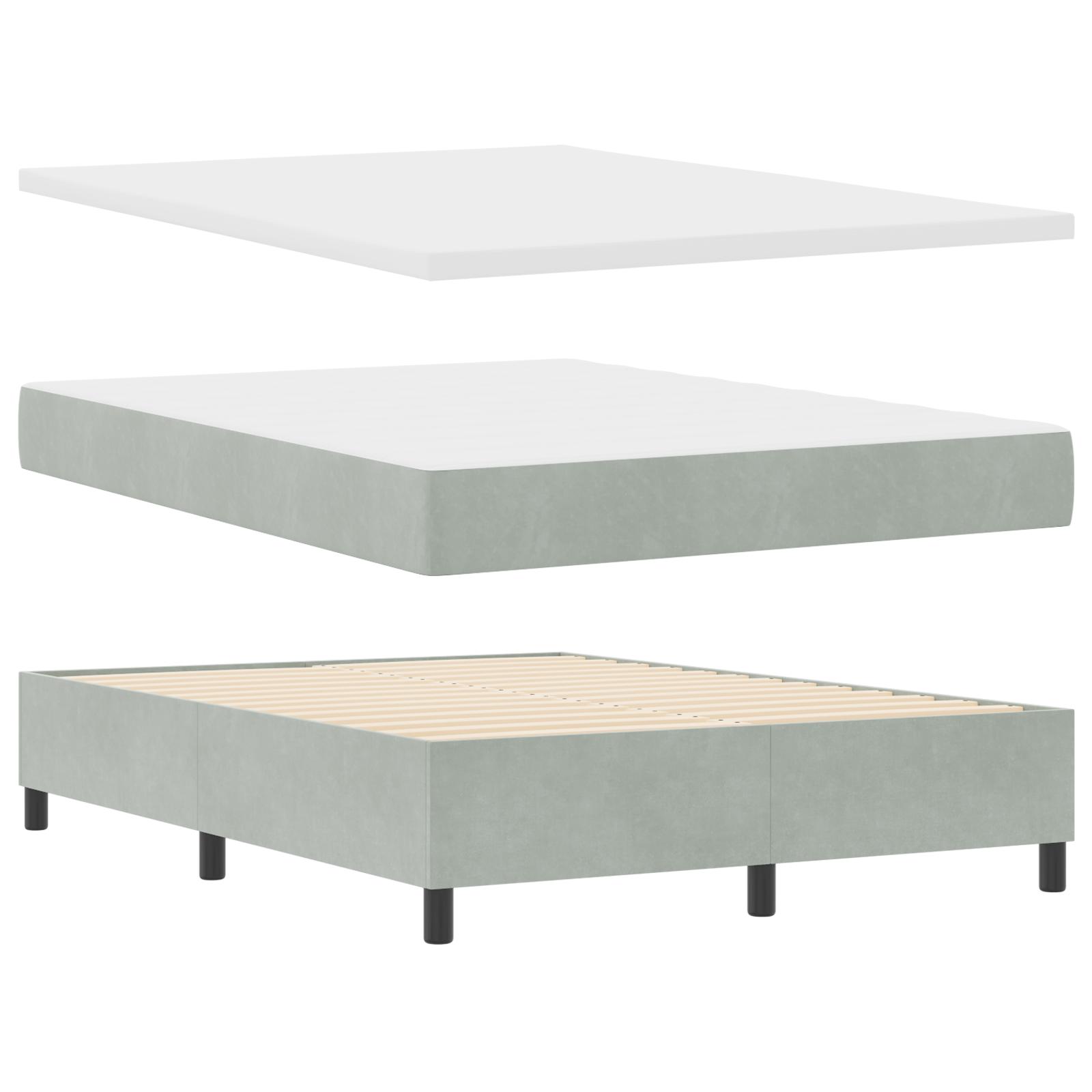 Box Spring Seng Med Madrasse & Bænk Lys Grå 140x190 Cm Fløjl
