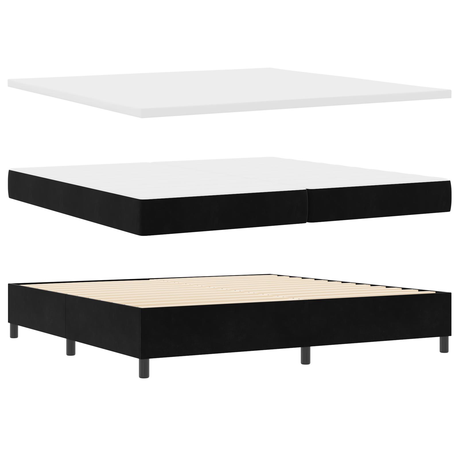 Box Spring Seng Med Madras & Bænk Sort 200x200 Cm Velour