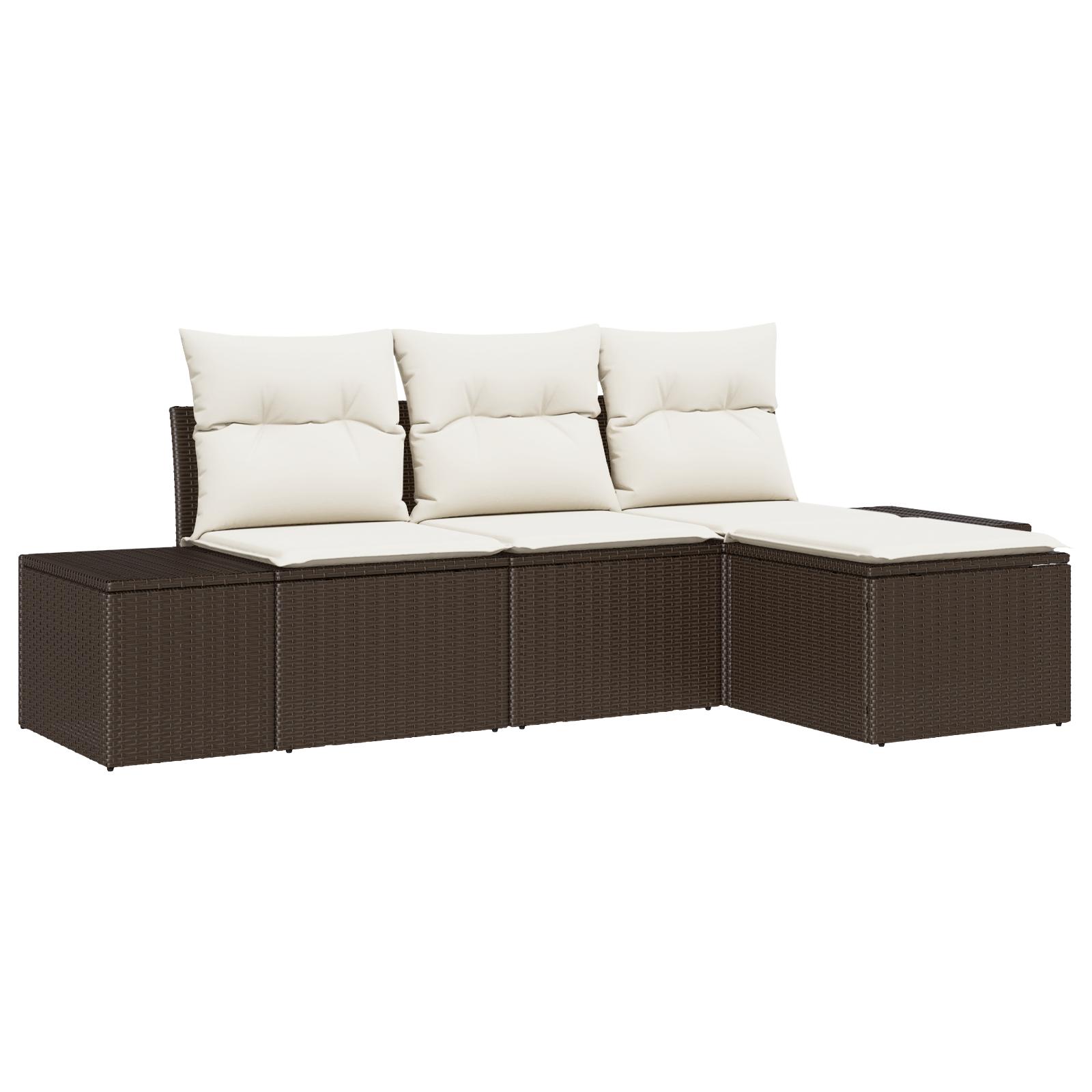 Havesofa Sæt 4 stk Brun Poly rattan