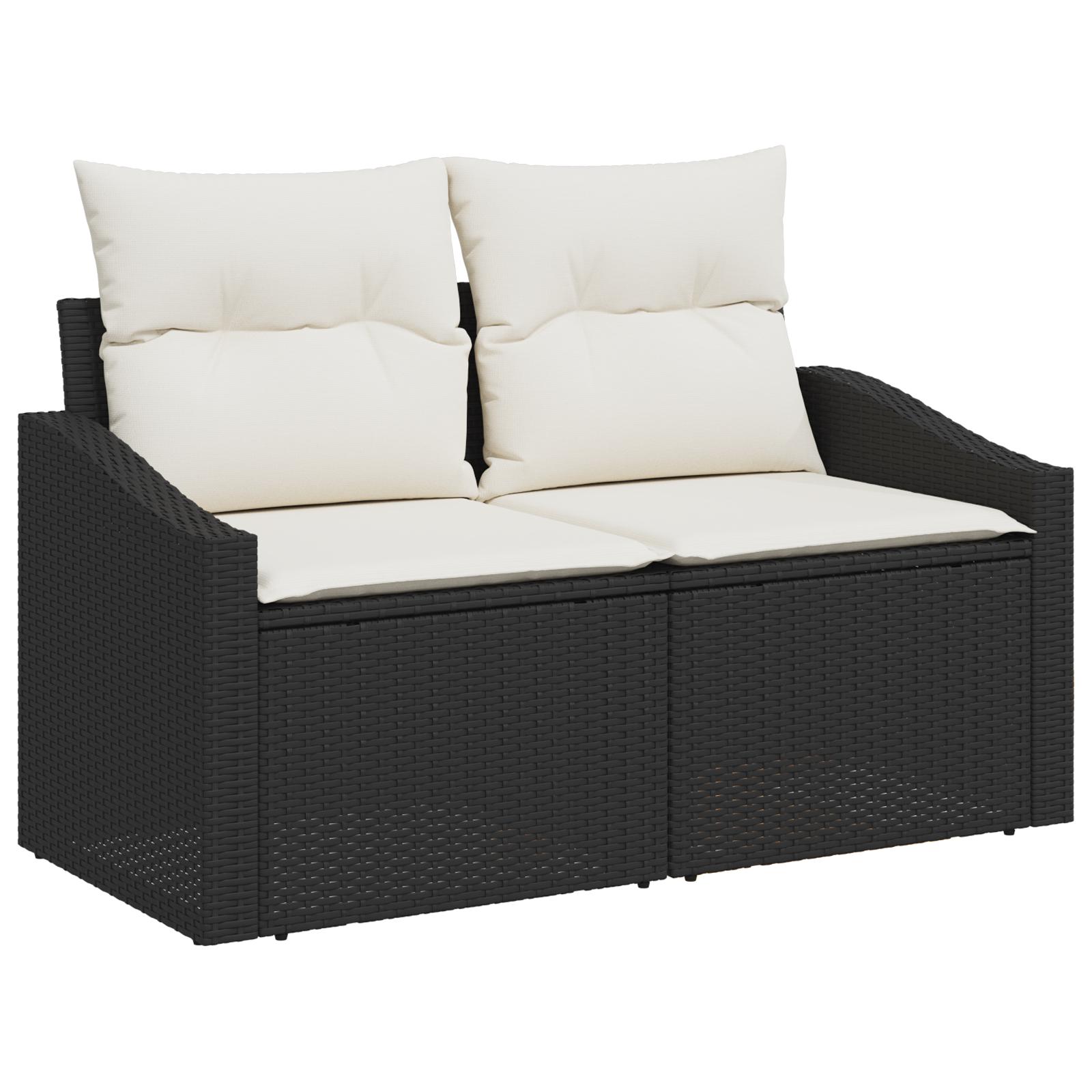 Havesofa Sæt med pude med opbevaring 8 stk Sort og Beige