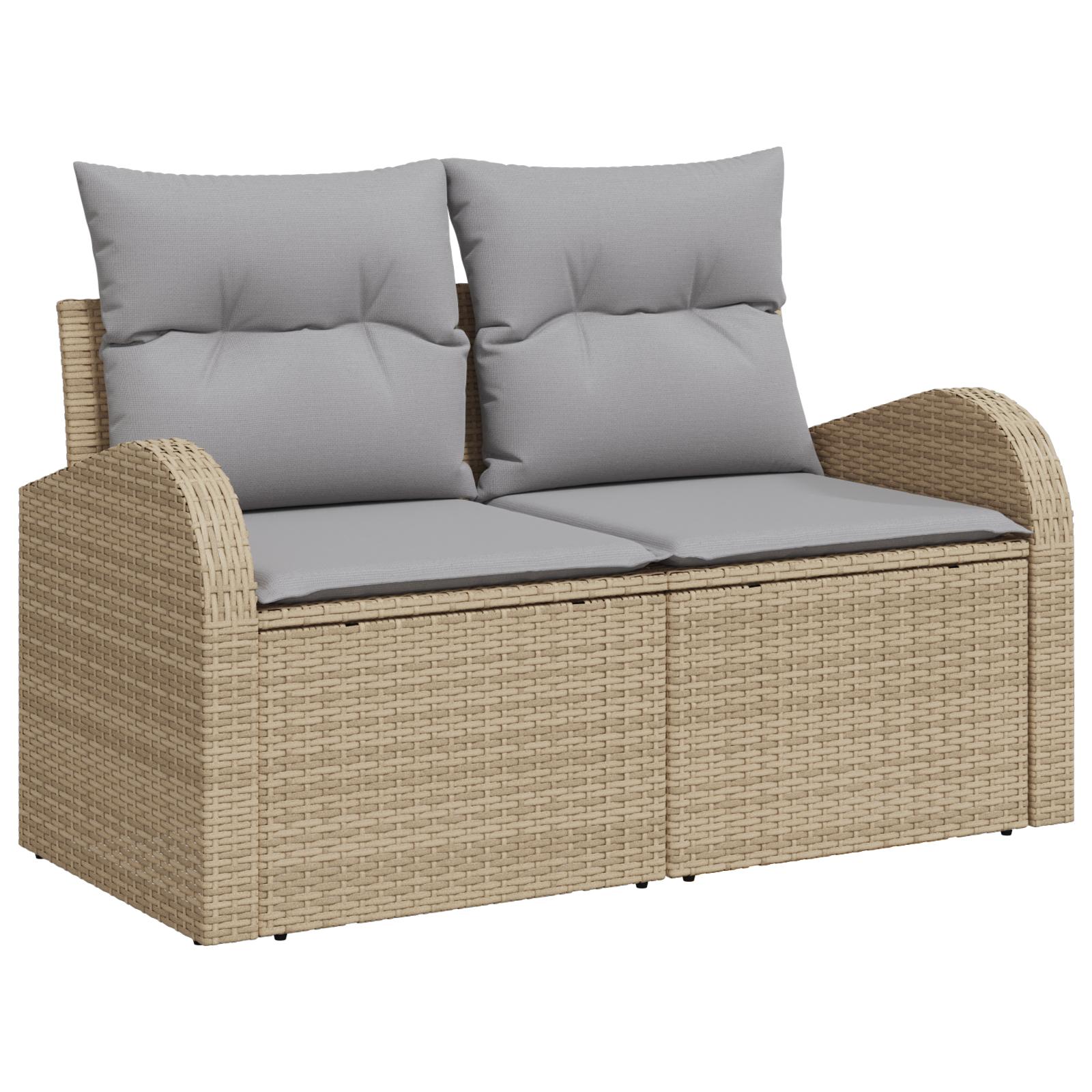 Modulært loungesæt sofa med opbevaring i polyrattan - beige og lys grå