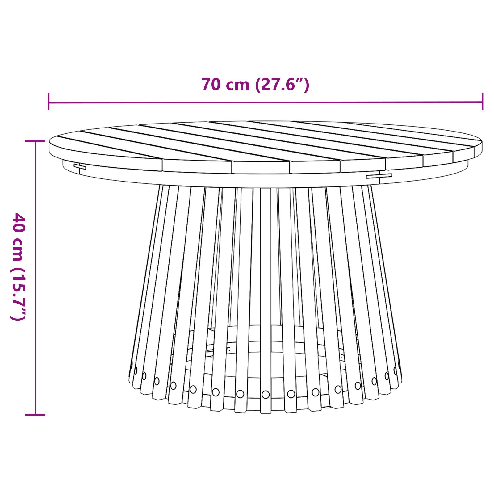 Havekaffebord Ø70x40 Massivt Teaktræ