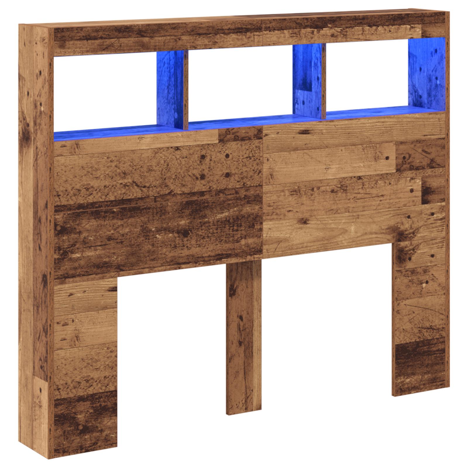 Hovedgærde kabinet med LED Gammelt træ 120 x 17 x 102 cm
