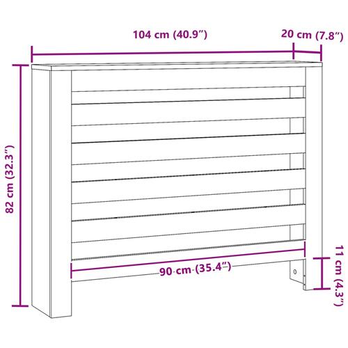 Radiator Cover Sort Eg 104x20x82 cm Træ