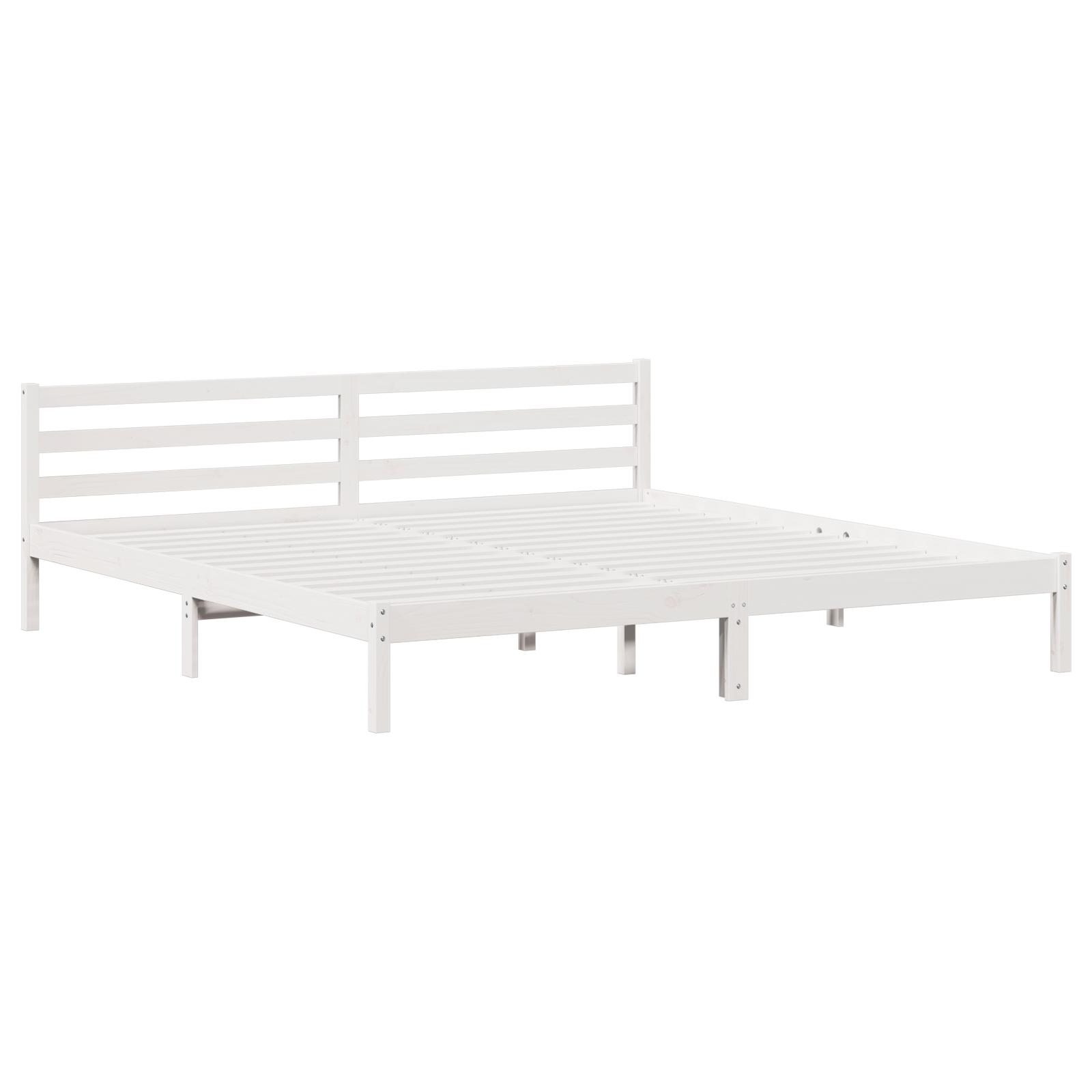 Sengestel med hovedgærde Hvid 220 x 200 cm Massivt fyrretræ