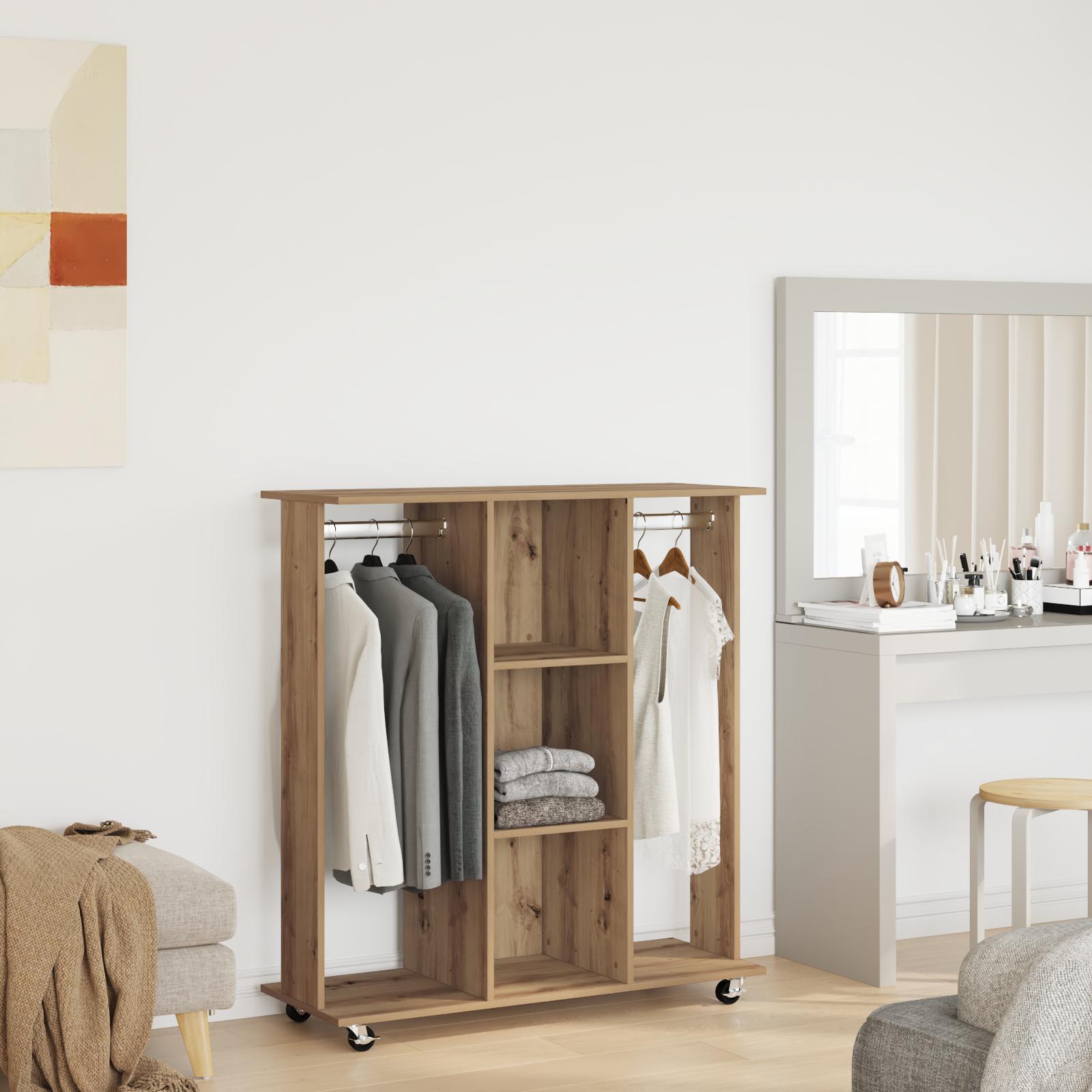 Garderobe med hjul artisan eg 102 x 38 x 110 cm Konstrueret træ