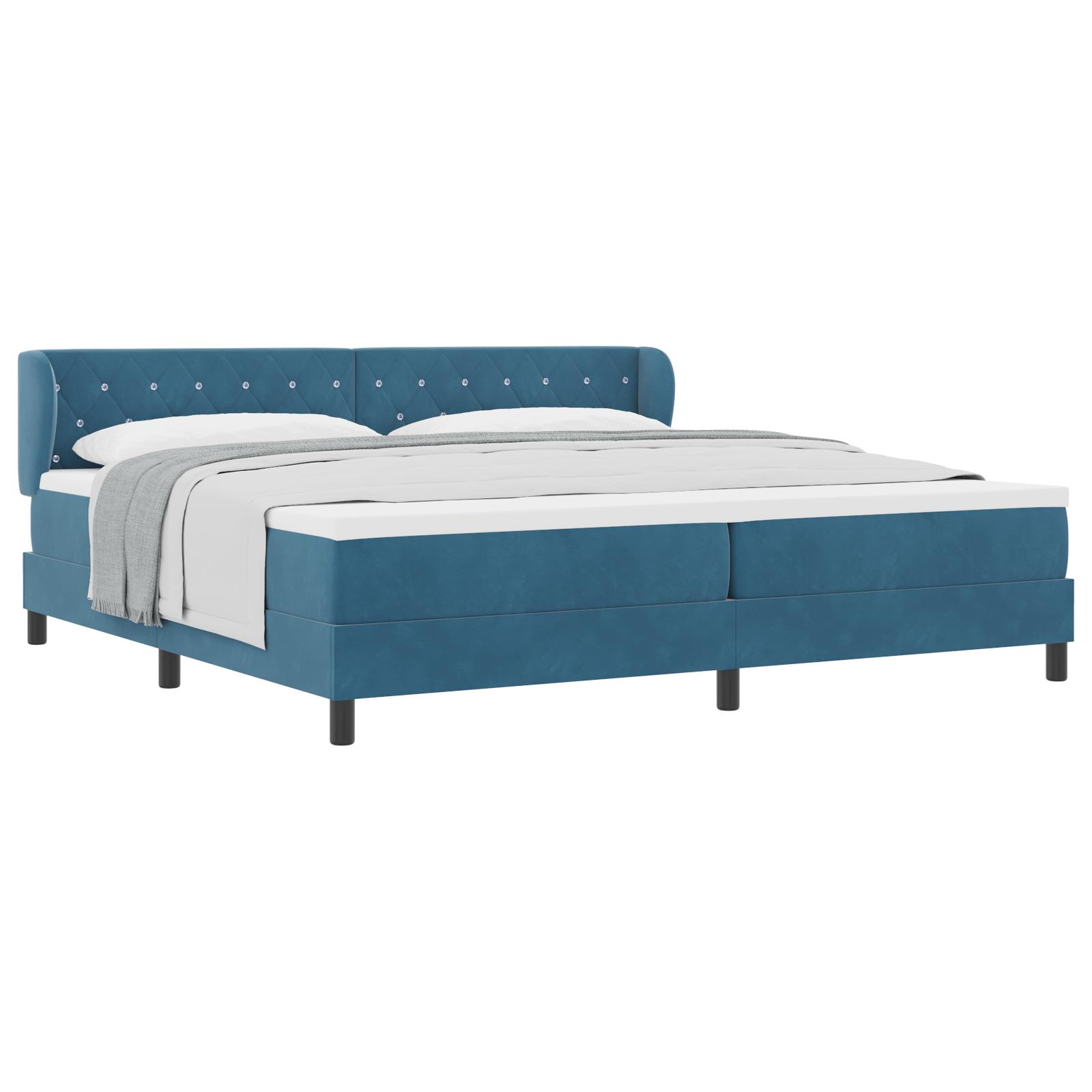 vidaXL Box spring seng med madras Mørkeblå 200 x 200 cm Fløjl