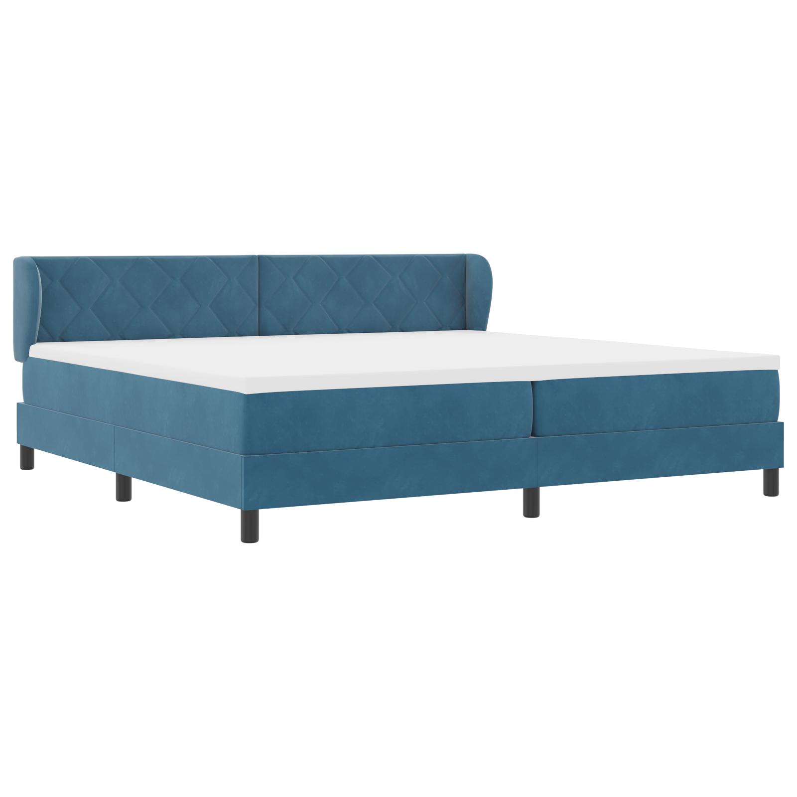 Box spring seng med madras Mørkeblå 200 x 200 cm Fløjl