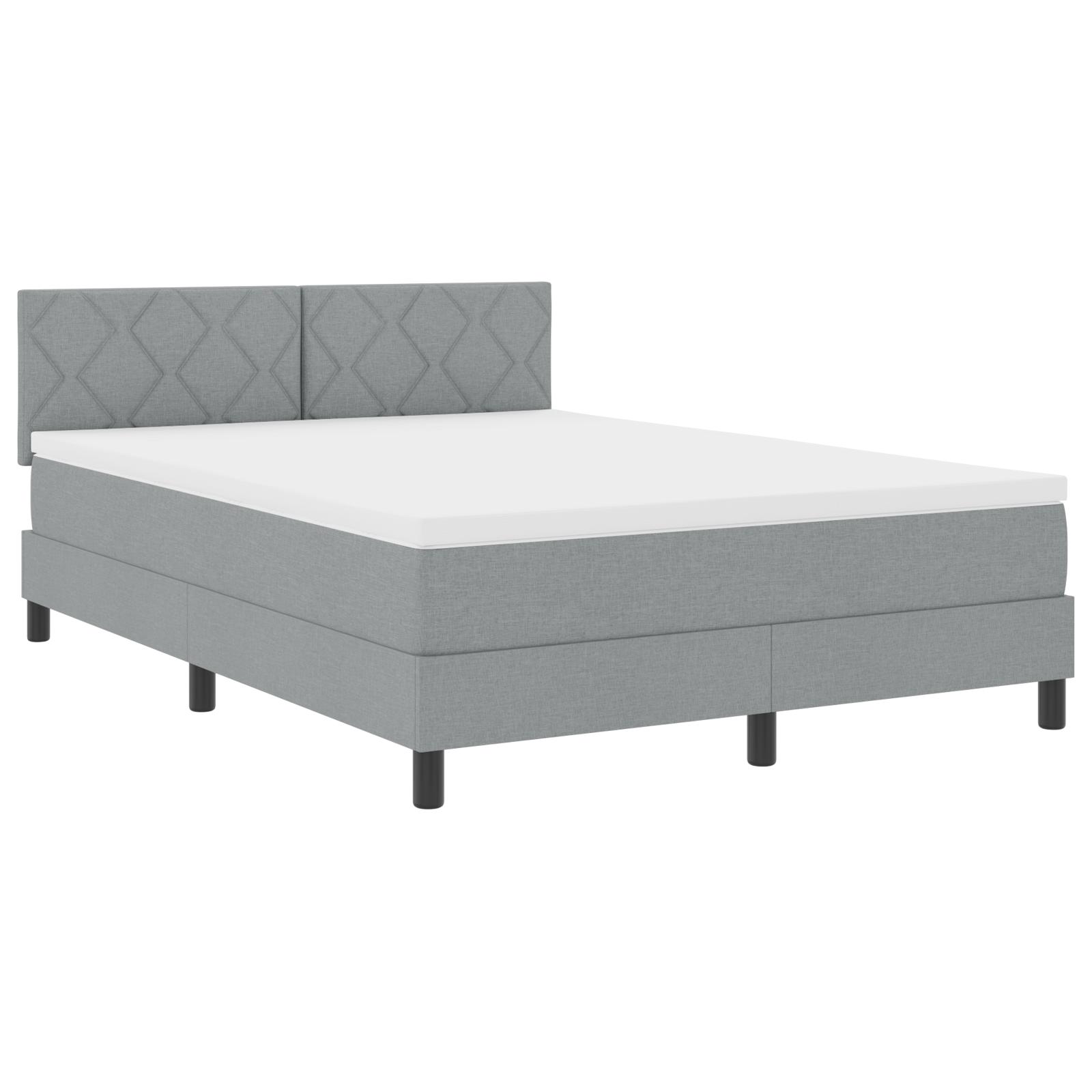 Box spring seng med madras med LED Lysegrå 160 x 200 cm Stof