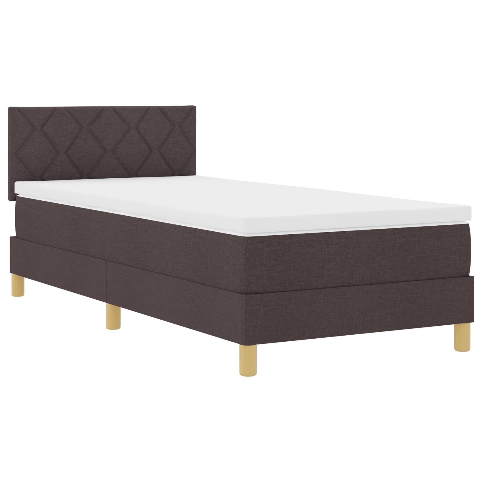 LED Box Spring Bed med madras Mørk Brun 90 x 200 cm Stof