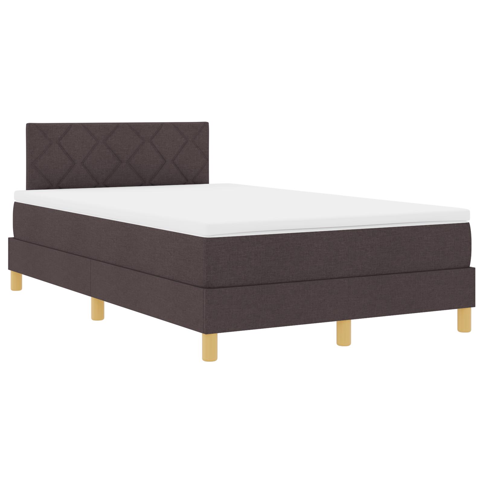 LED Box Spring Bed med madras Mørk Brun 120 x 200 cm Stof