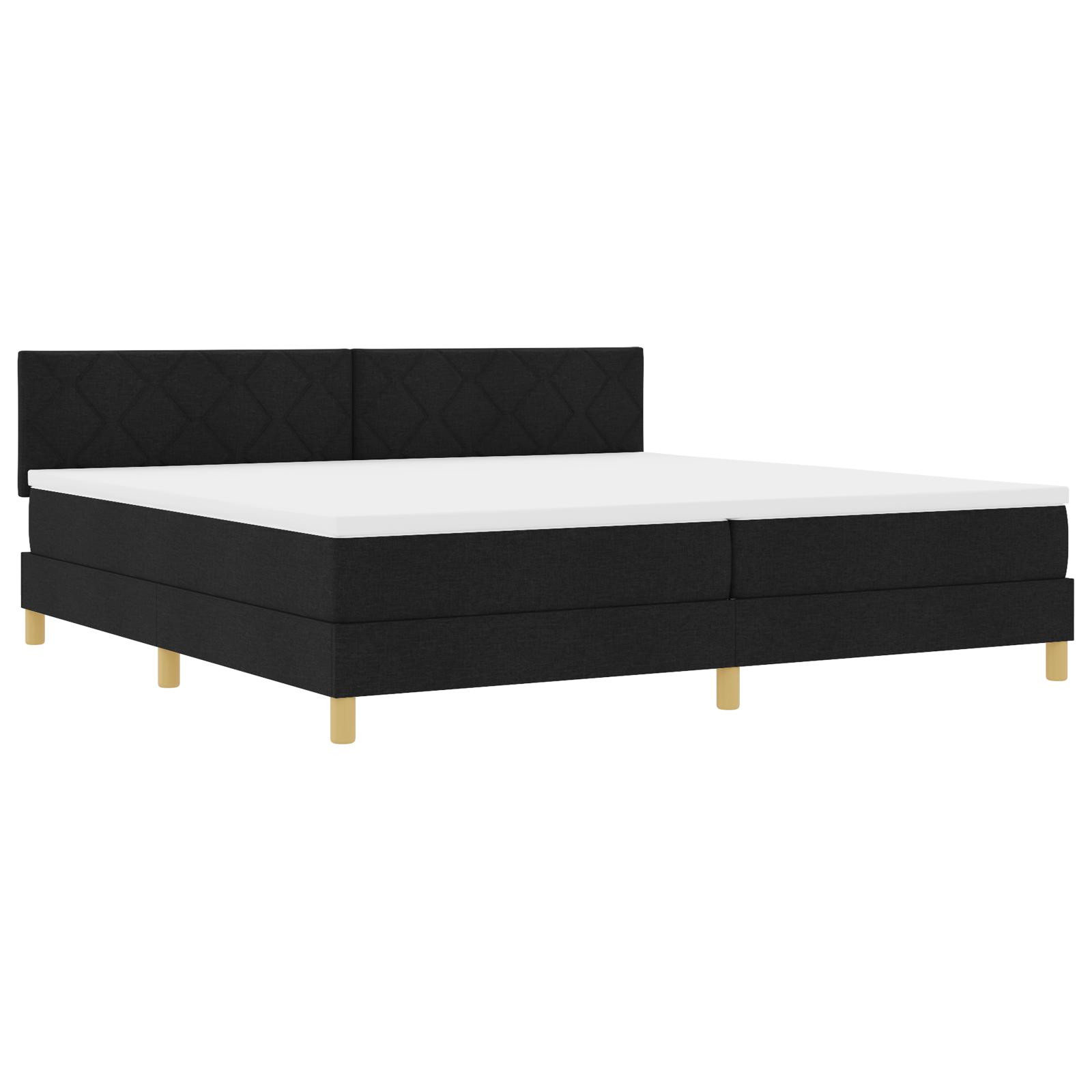 LED Box Spring Bed med madras med LED Sort 200 x 200 cm Stof