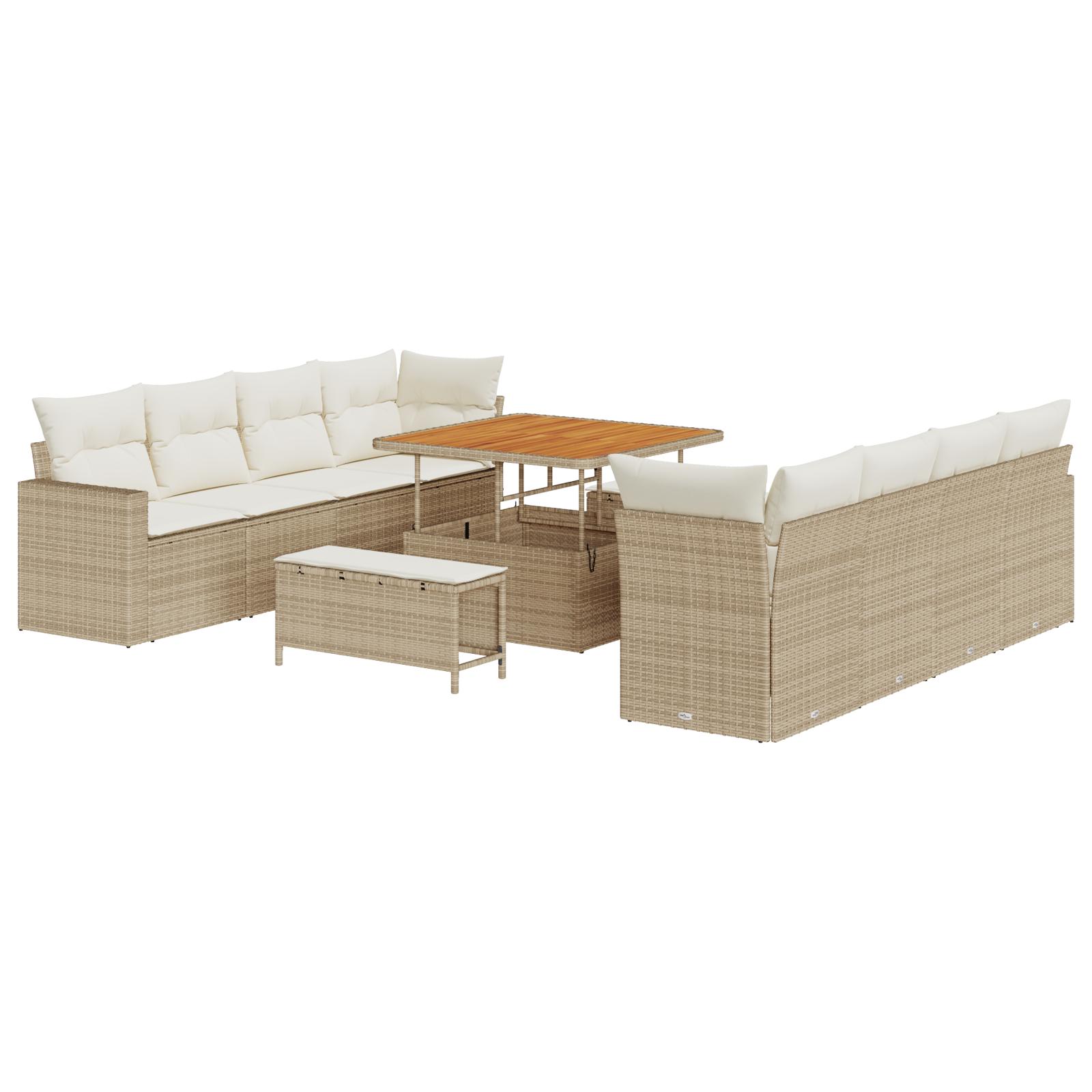 Havesofa Sæt 11 stk Beige polyrattan