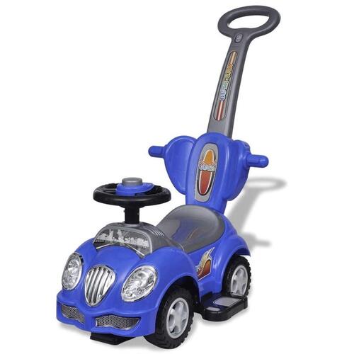 Bil til børn skubbehåndtag blå
