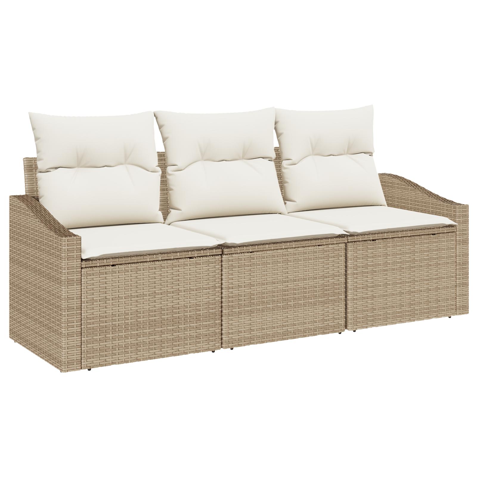 Havesofa Sæt med pude med opbevaring 3 stk Beige og creme