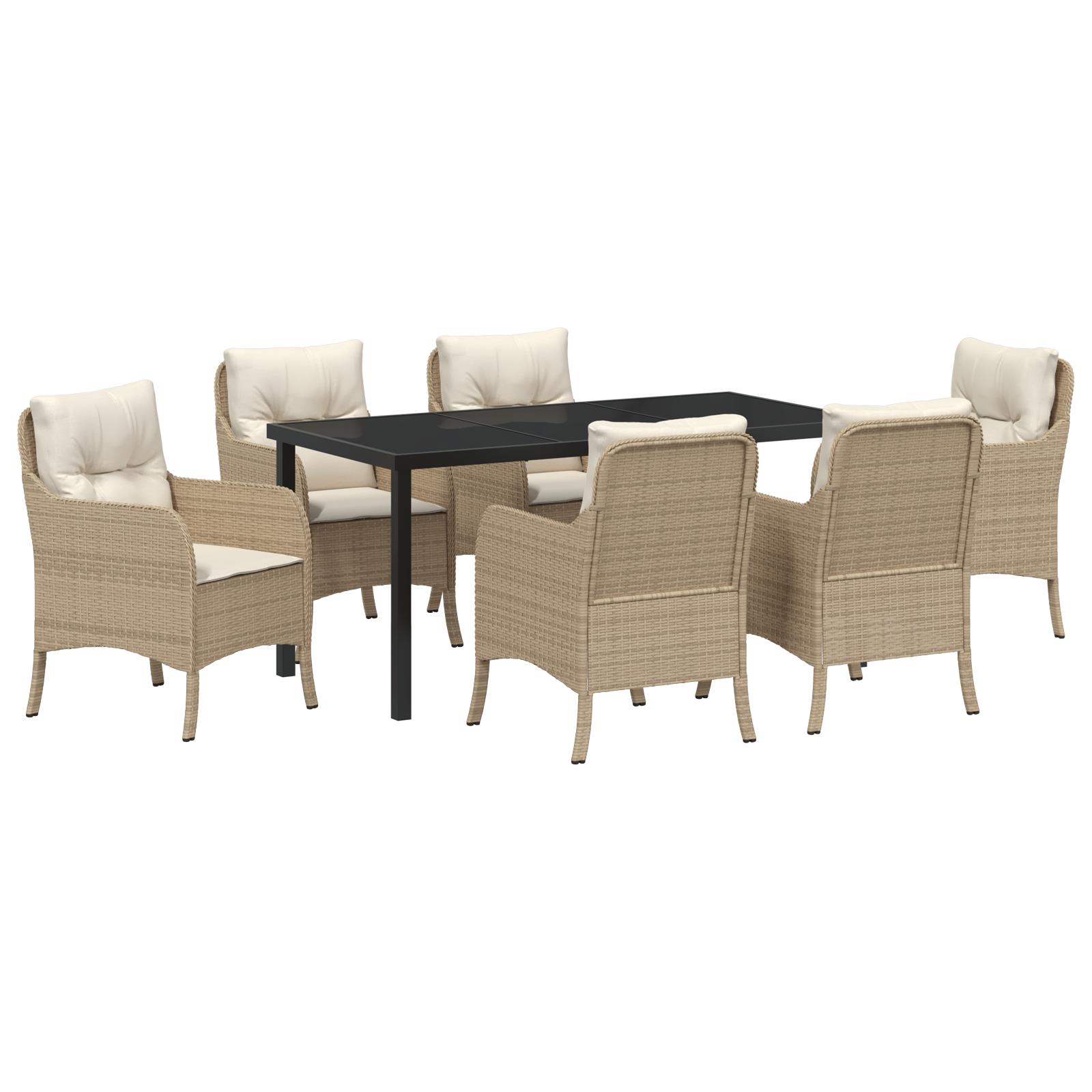 Have Spisebordssæt med pude 7 stk Beige Poly rattan