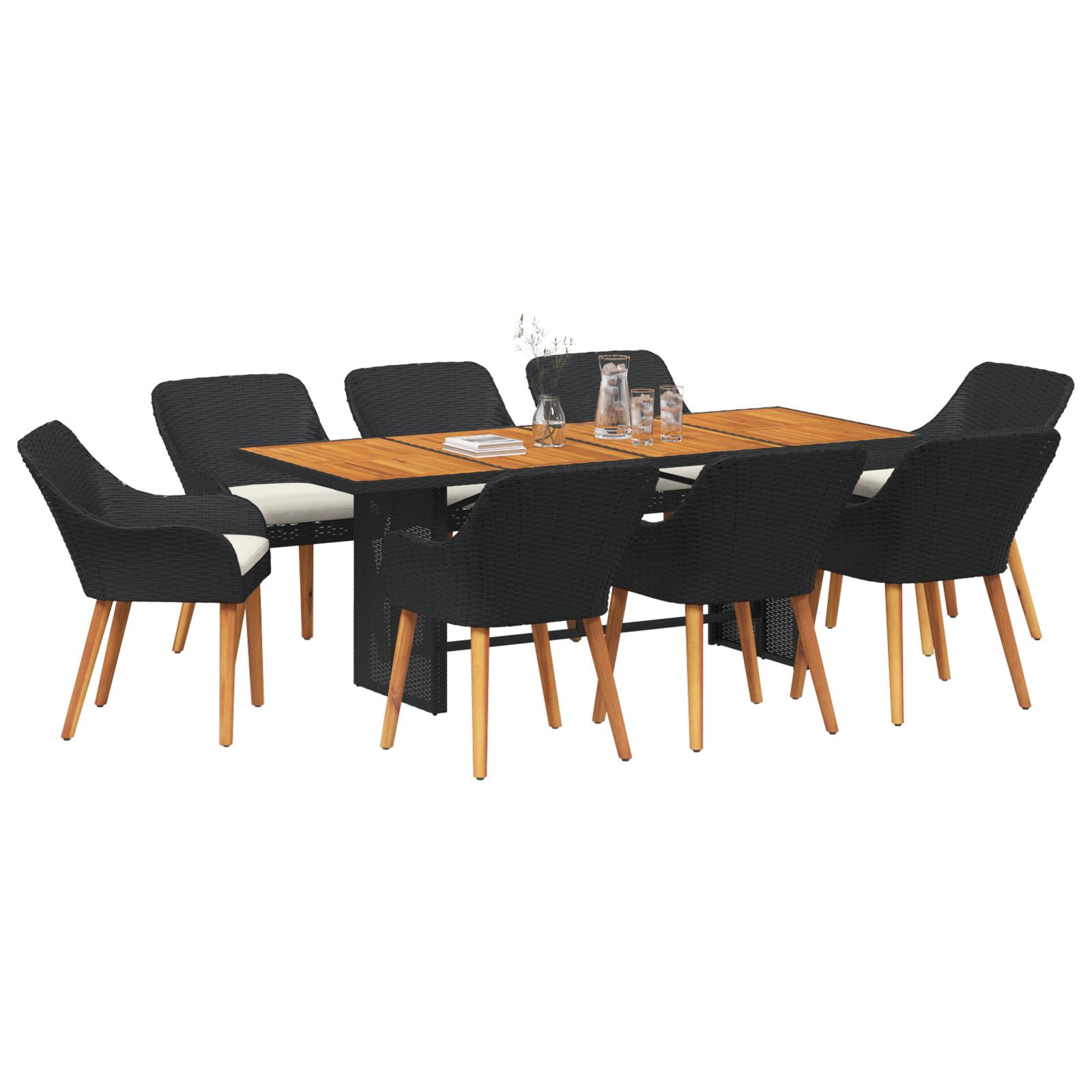 Have SpisebordssÃ¦t med pude 9 stk Sort og brun polyrattan
