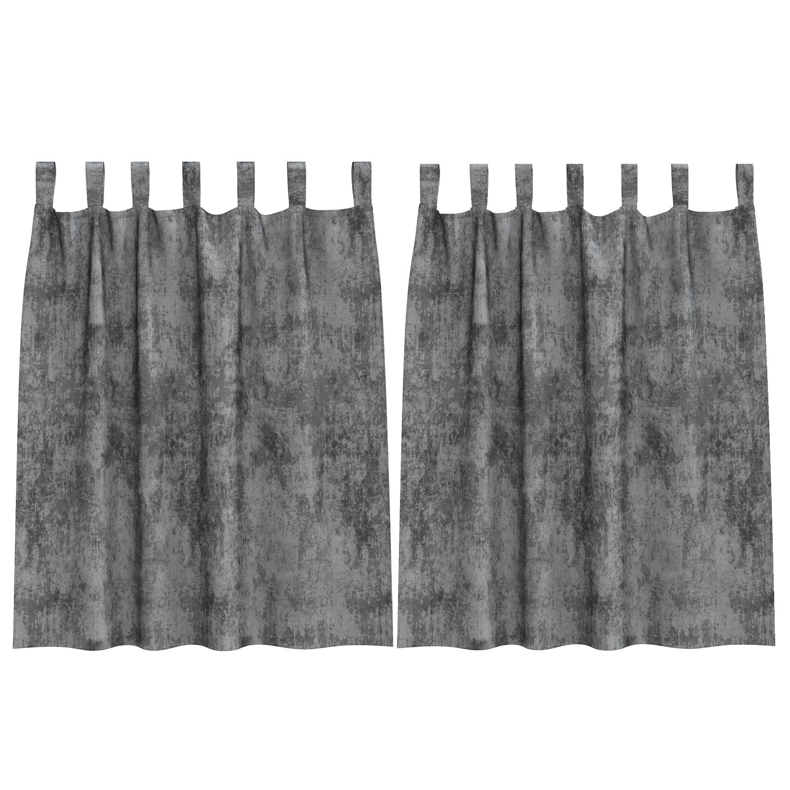 Velour Gardiner Med Gardiner 2 Dele Fløjl - Grå / 140 x 140 cm / med løbegang