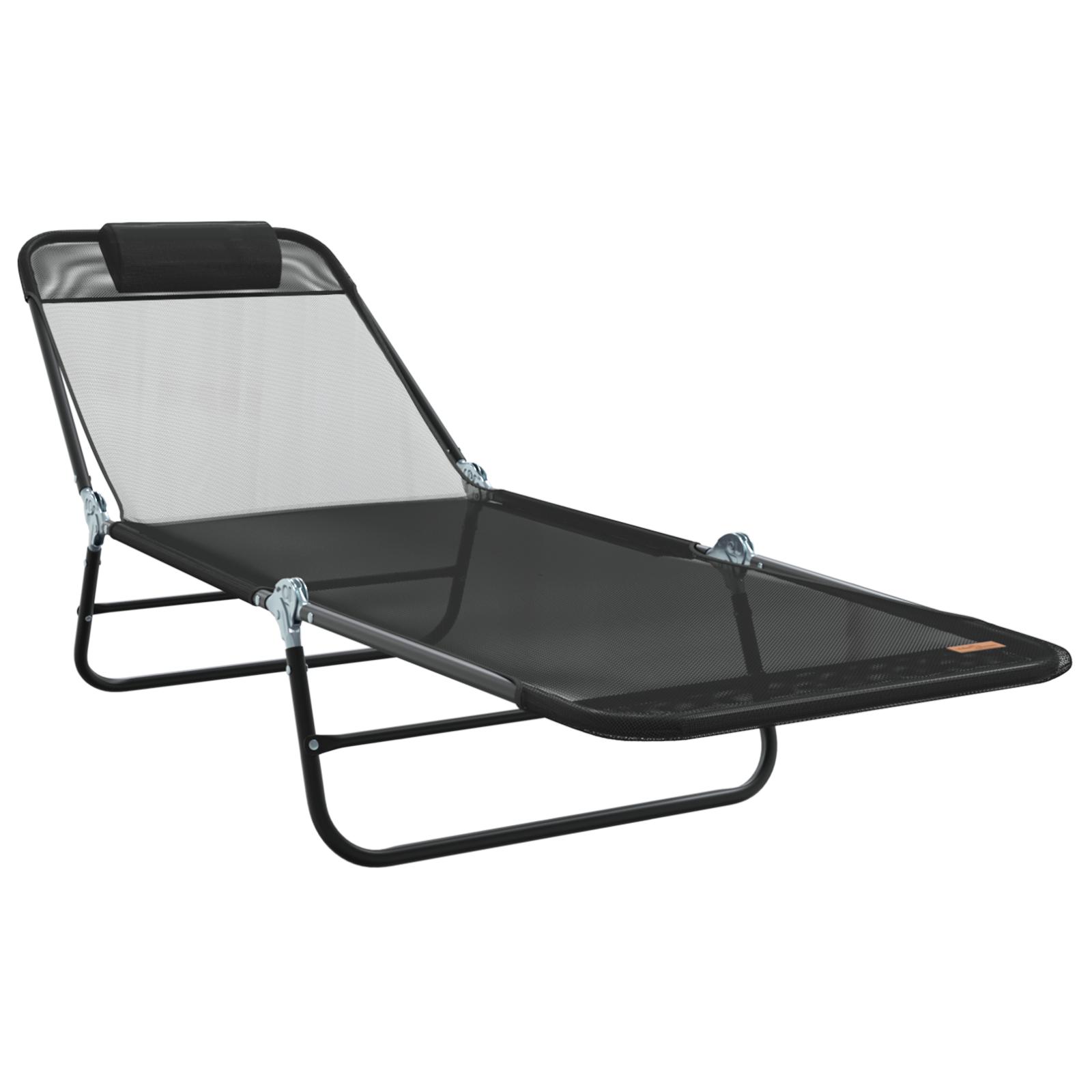 Foldestol 1-person Sort 182 x 55 x 85.5cm Textilene