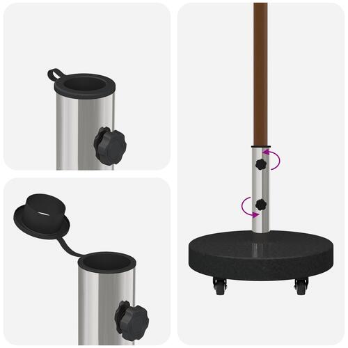 Parasolfod med hjul til Ø38/48mm poler sort granit 30 kg rund