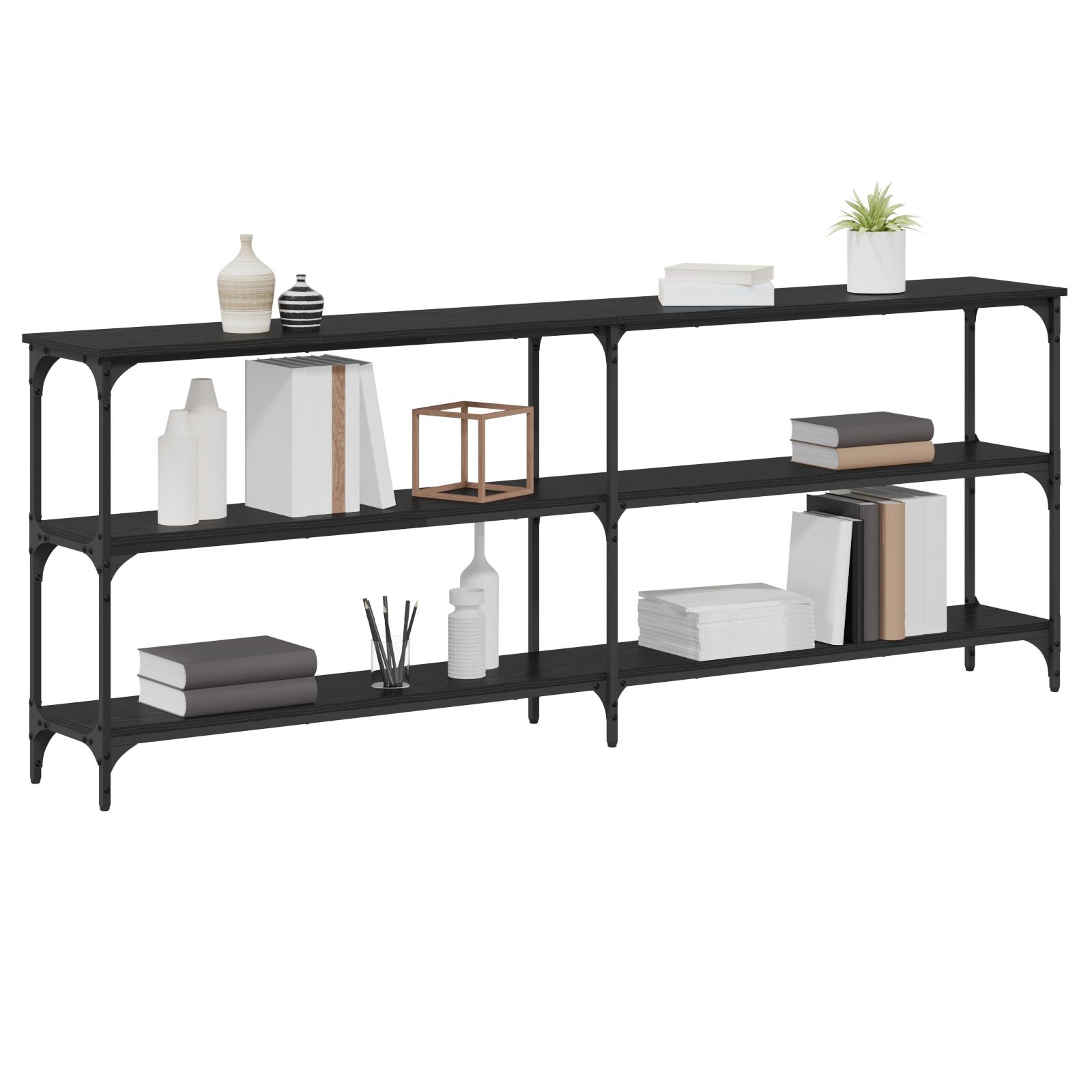 Konsolbord Sort eg 200 x 29 x 75 cm Laminat træ og metal