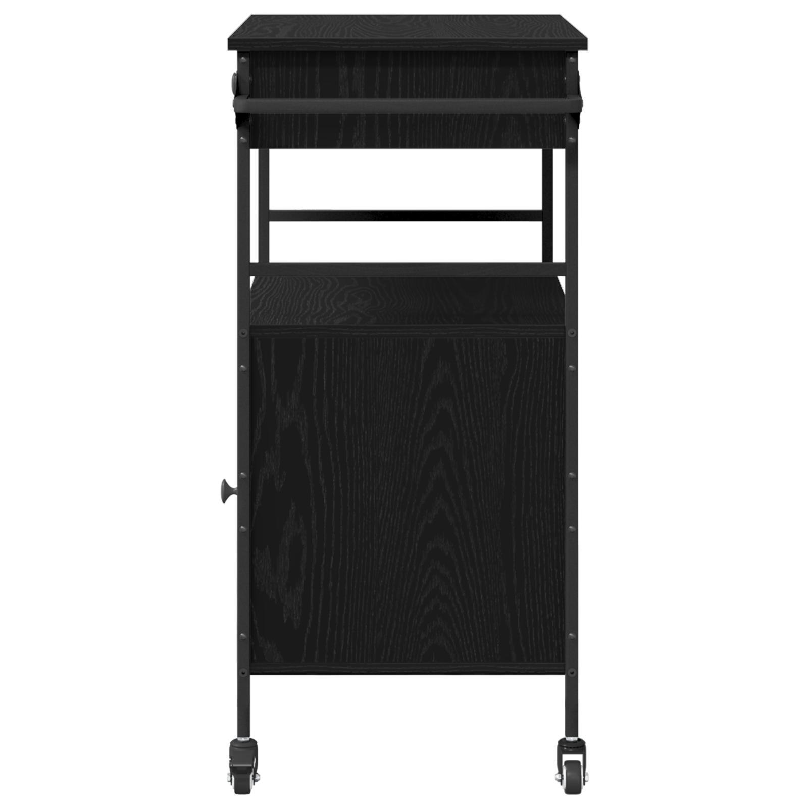 Køkkenvogn Sort eg 56 x 43 x 89.5 cm Konstrueret træ