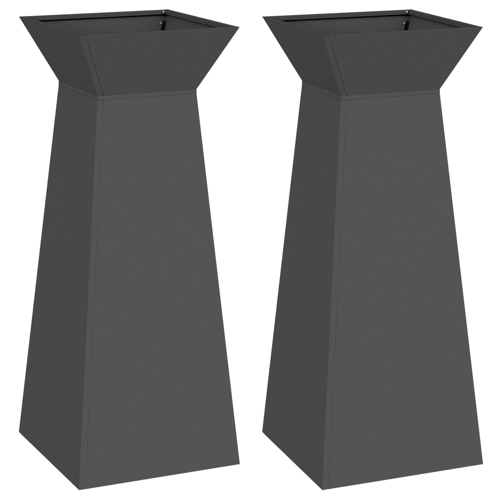 Søjle Plantekasse 2 stk Sort 40 x 40 x 100 cm Stål