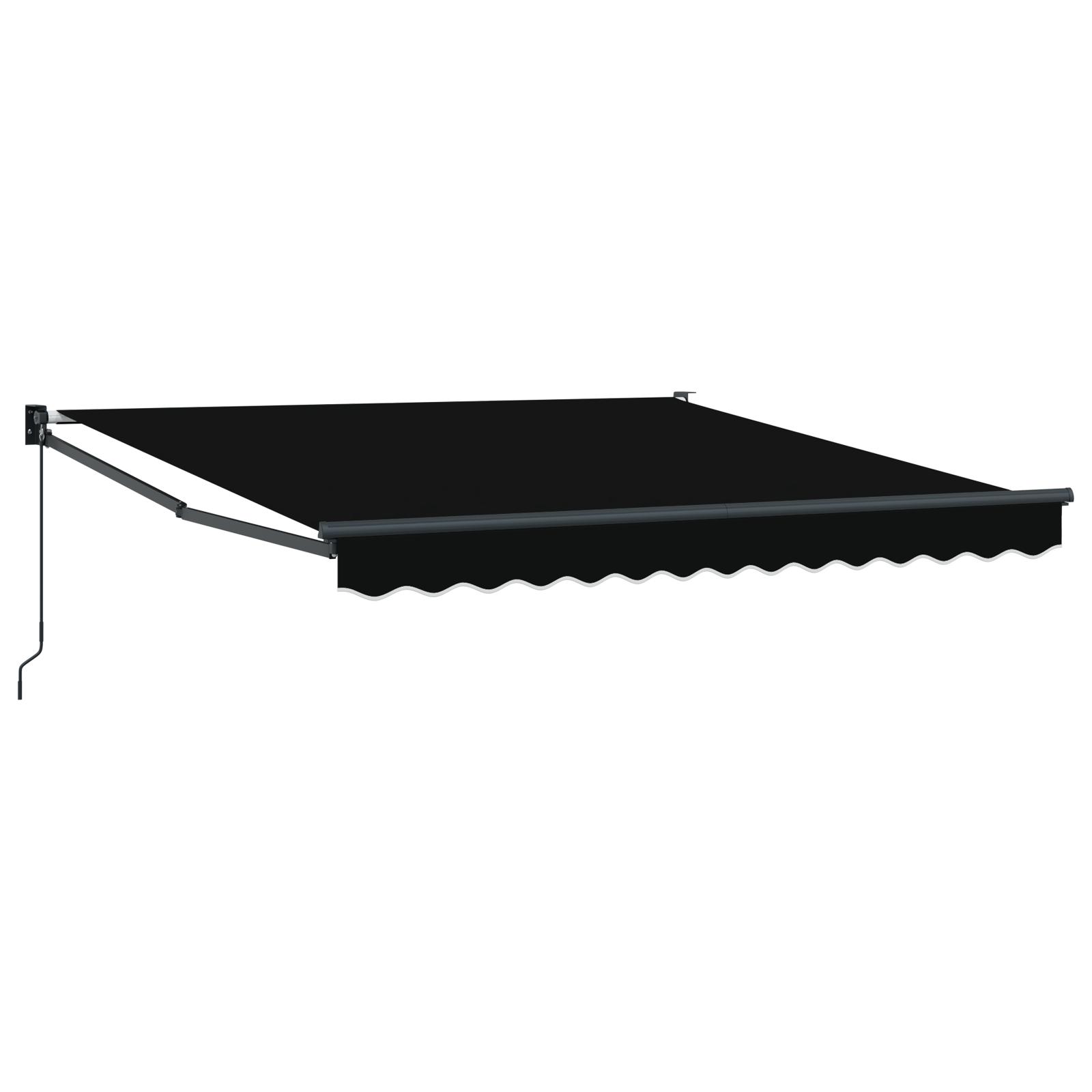 Manuel Sammenrullelig Markise Sort 350x250 cm, Markise Erstatningsstof til 3.5x2.5 m Ramme Sort