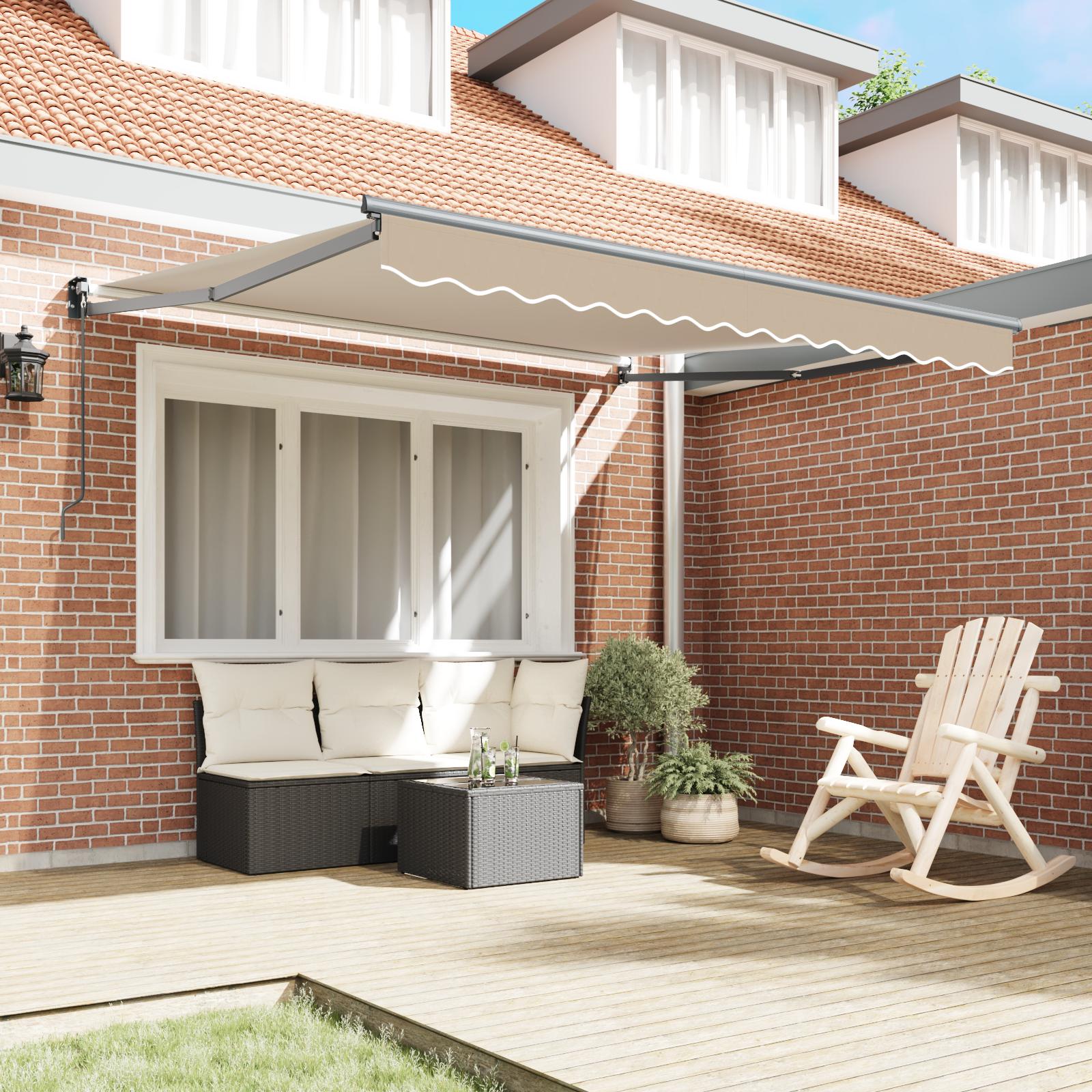 Utrækkelig Markise Beige 350 x 250 cm Stof