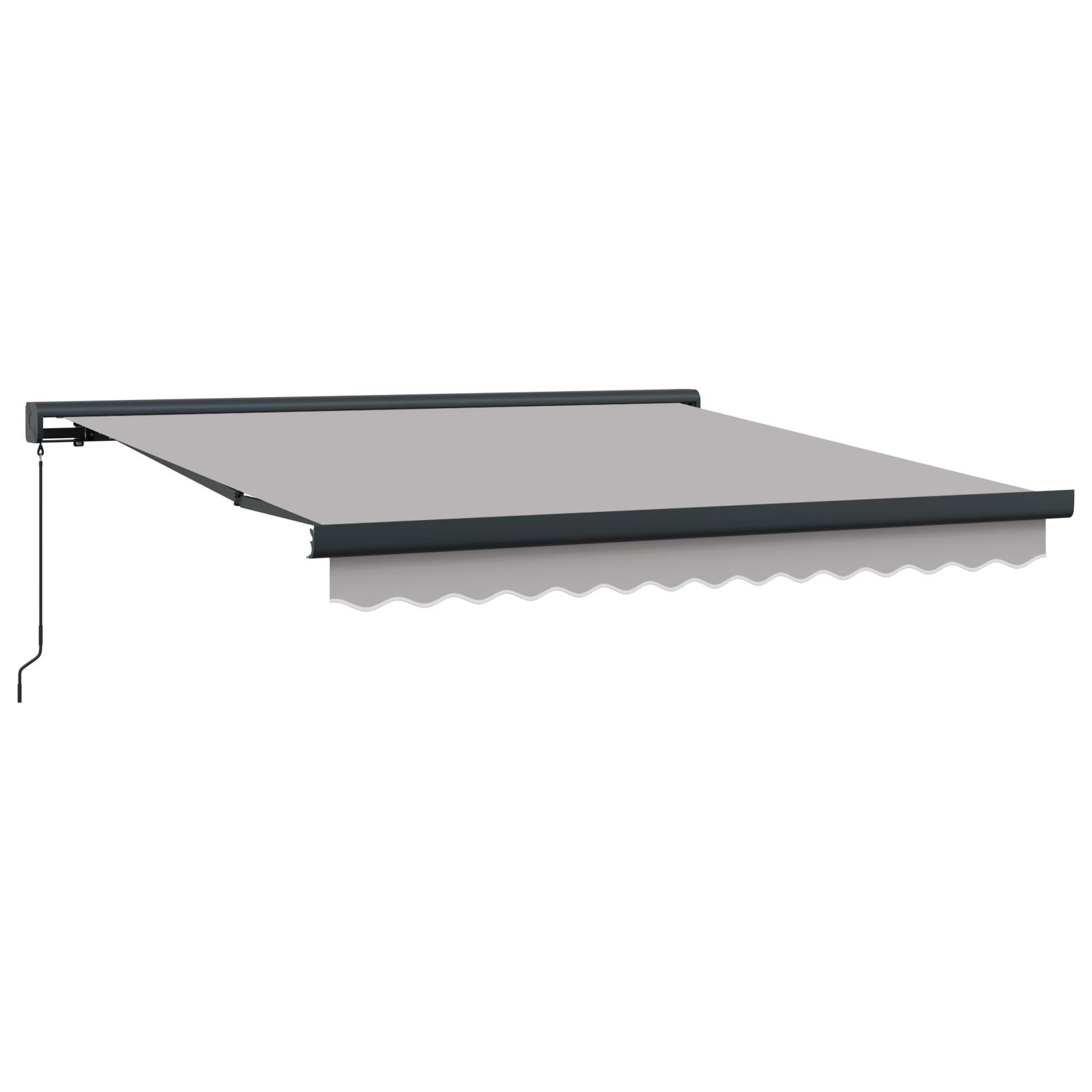 Utrækkelig Markise Lysegrå 350 x 250 cm Stof og Metal