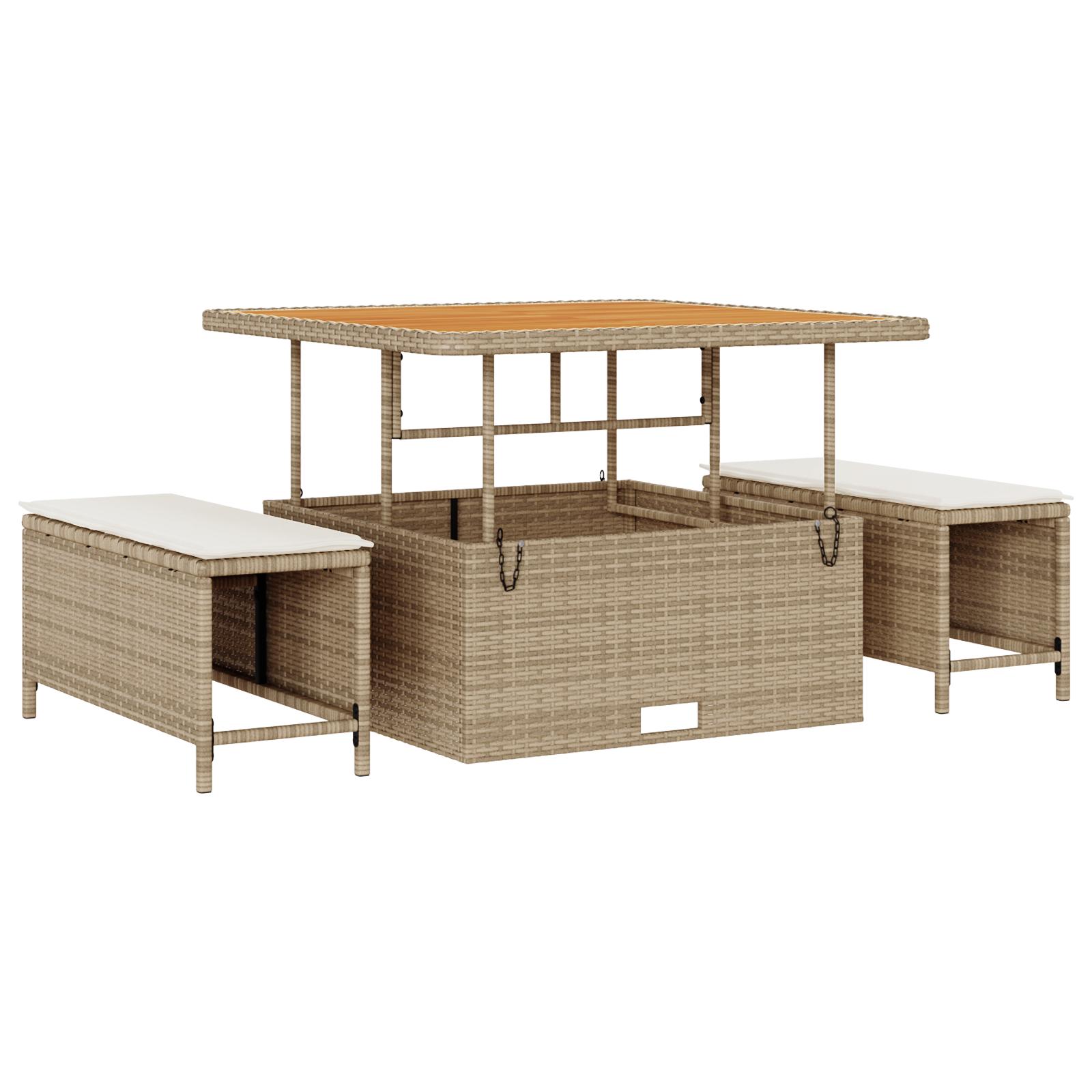 Havesofa Sæt 14 stk Beige og creme 110 x 55 x 71 cm polyrattan