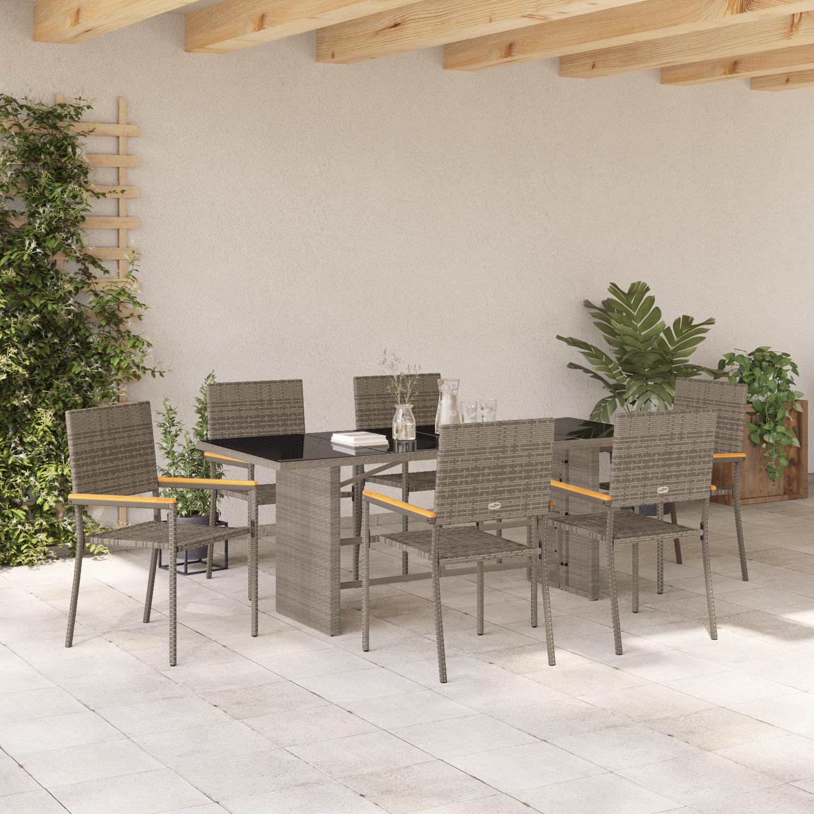 Have Spisebordssæt 7 stk Grå 190 x 80 x 75 cm polyrattan