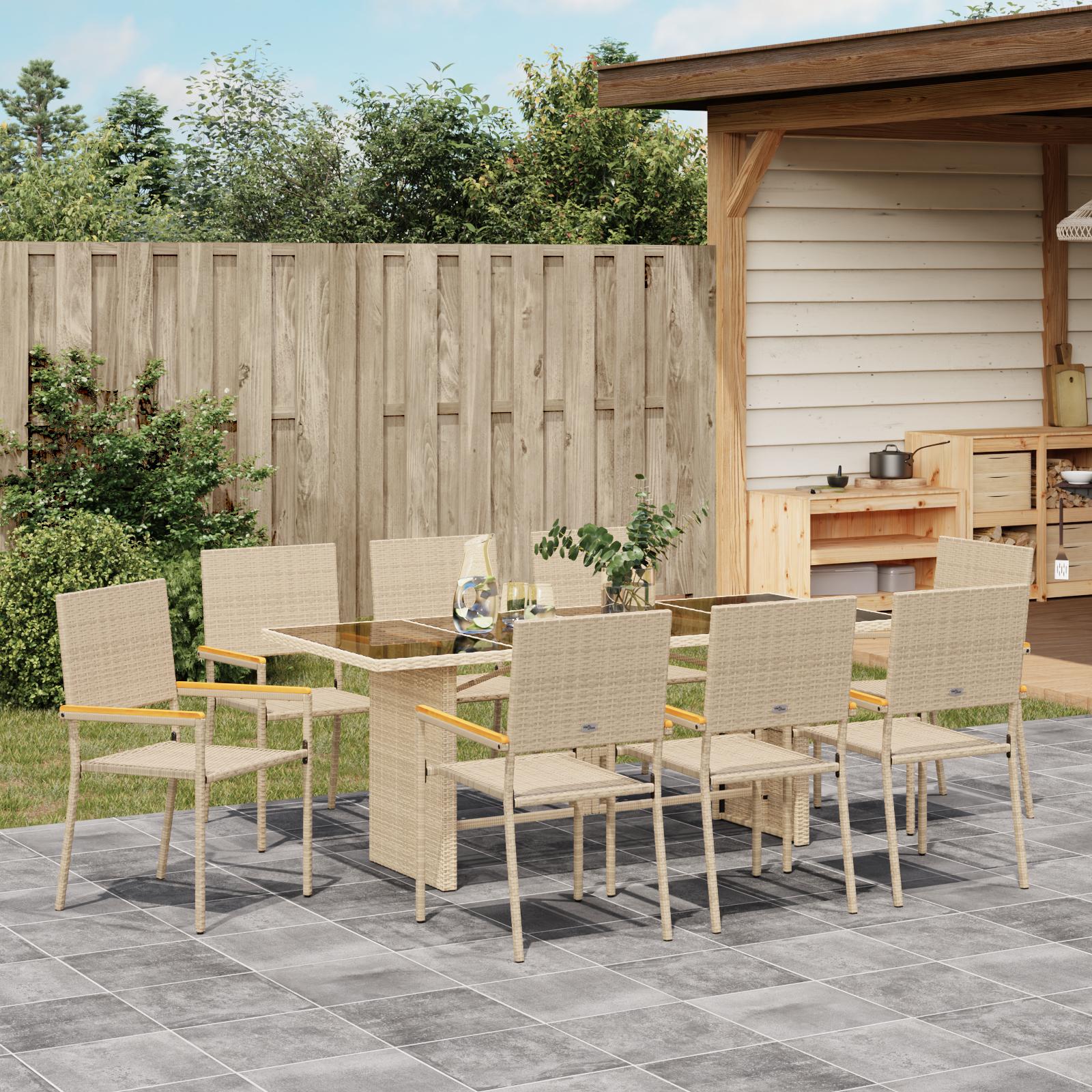 Have Spisebordssæt 9 stk Beige 190 x 80 x 75 cm polyrattan