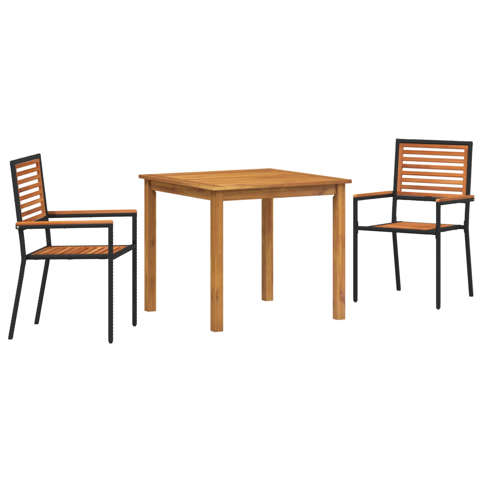 Have Spisebordssæt 3 stk Sort Poly rattan