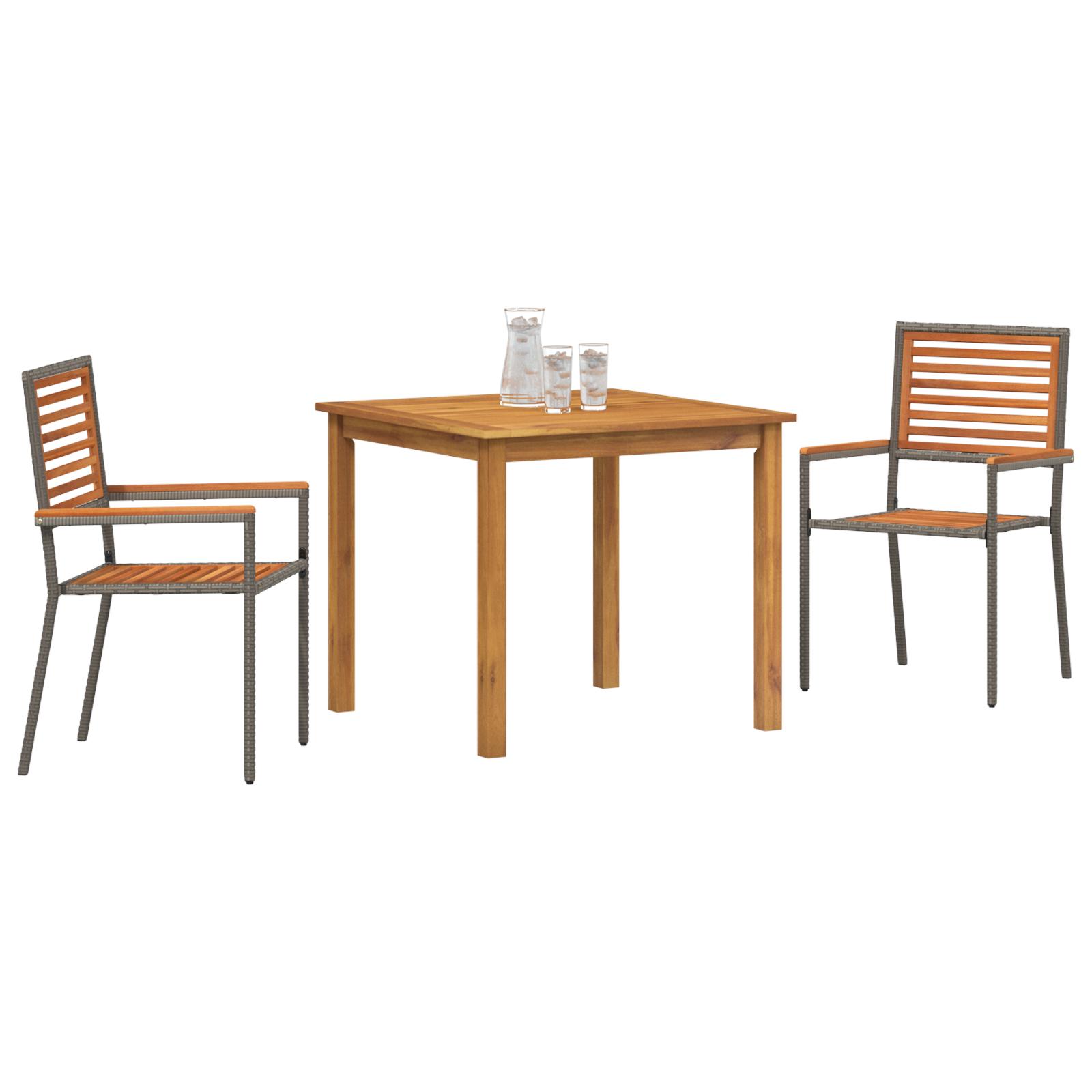 Have Spisebordssæt 3 stk Grå Poly rattan