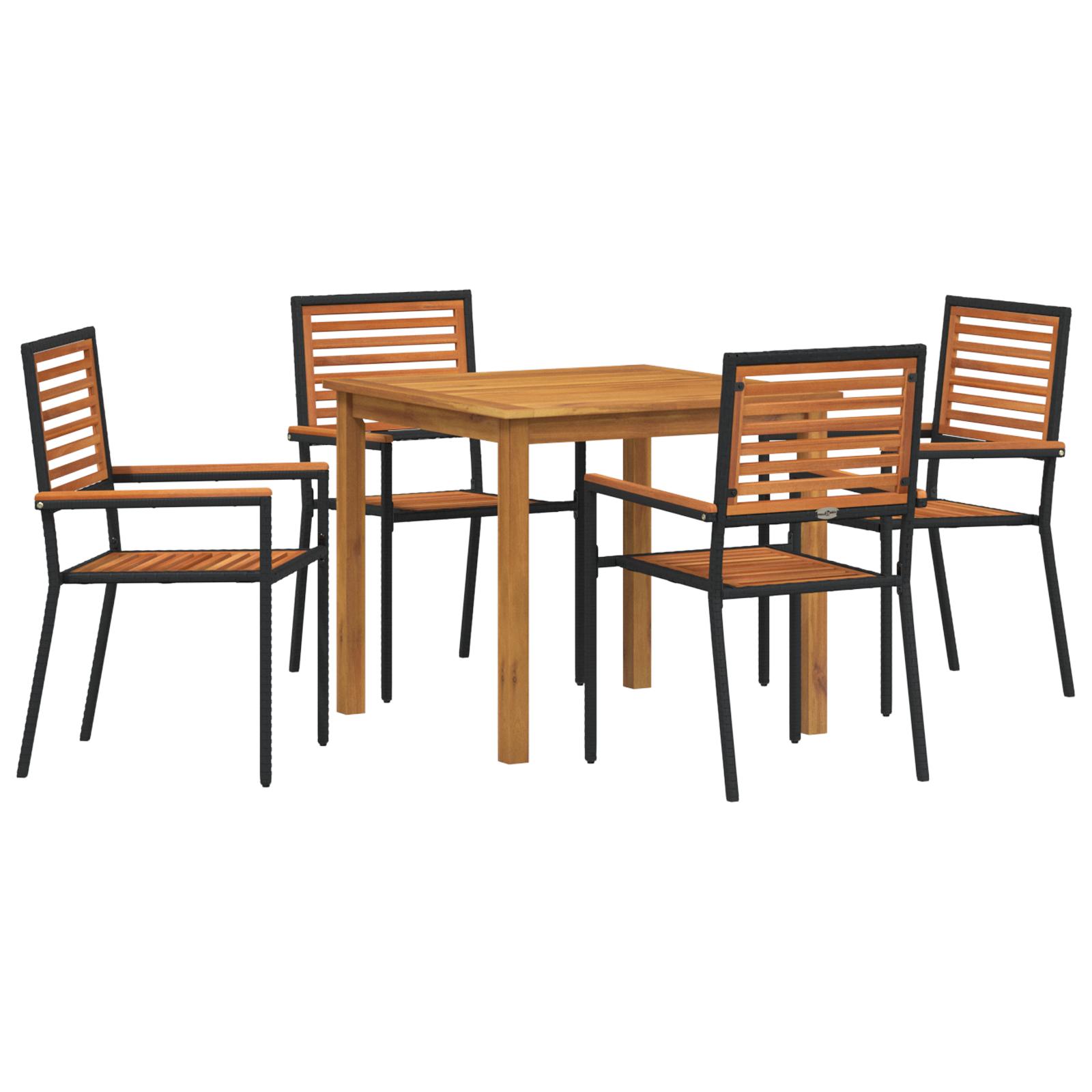 Have Spisebordssæt 5 stk Sort Poly rattan