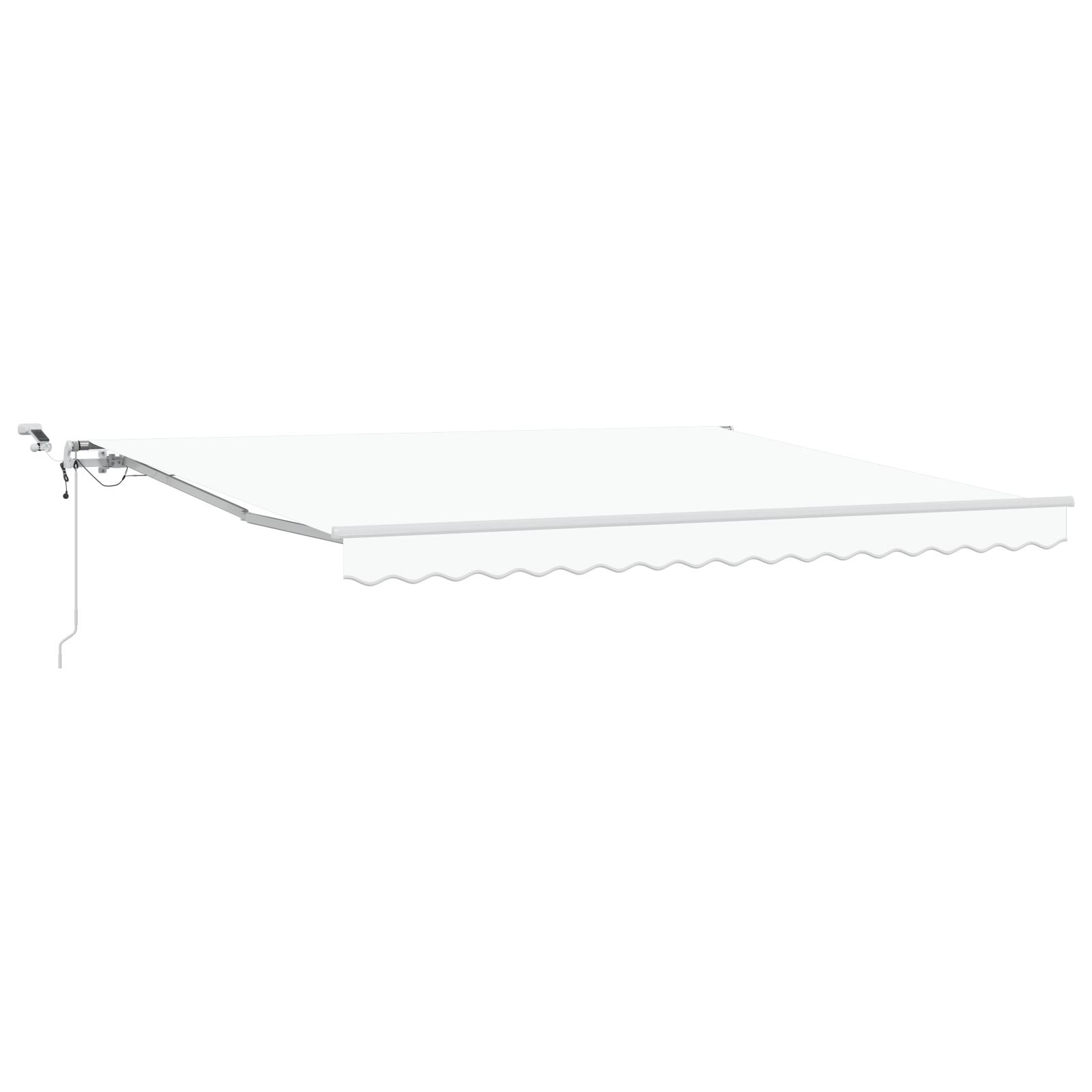Automatisk Udtækkelig Markise med LED Hvid 400x300 cm, Markise Erstatningsstof til 4x3 m Ramme Hvid