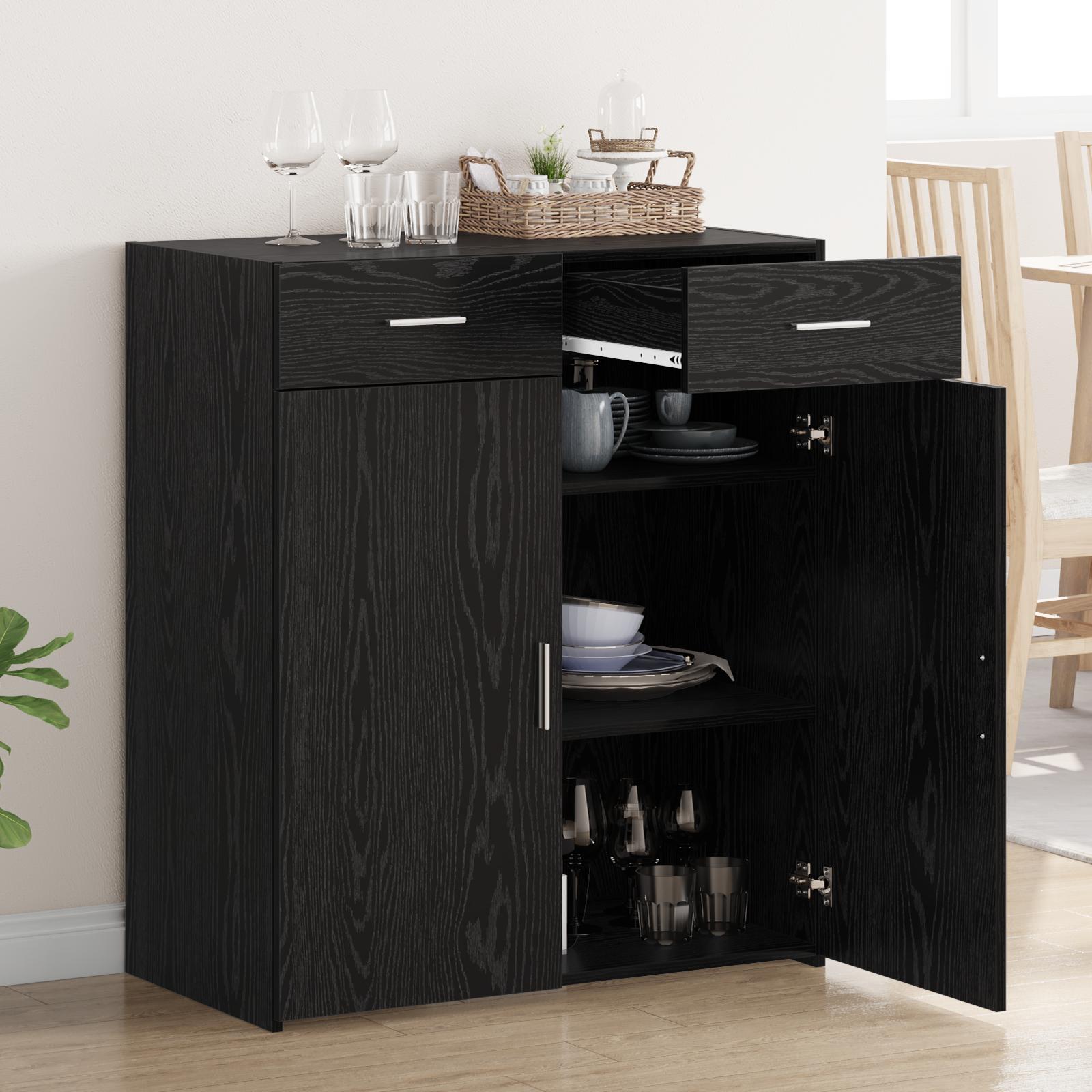 Opbevaringsskab Sort eg 80 x 42.5 x 93.5 cm Konstrueret træ