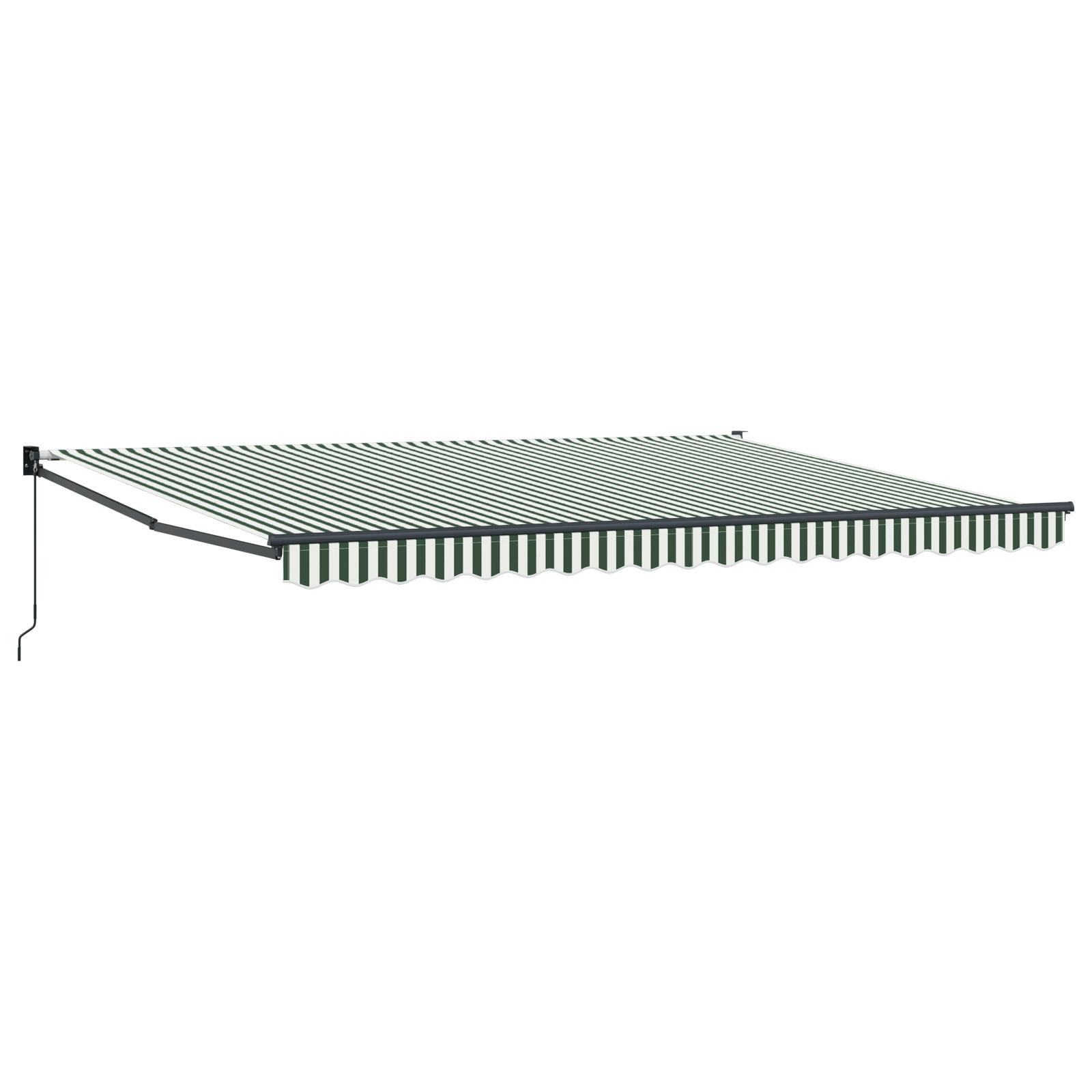 Markise Stribet Grøn og hvid 4,5 × 3 m Polyester og metal