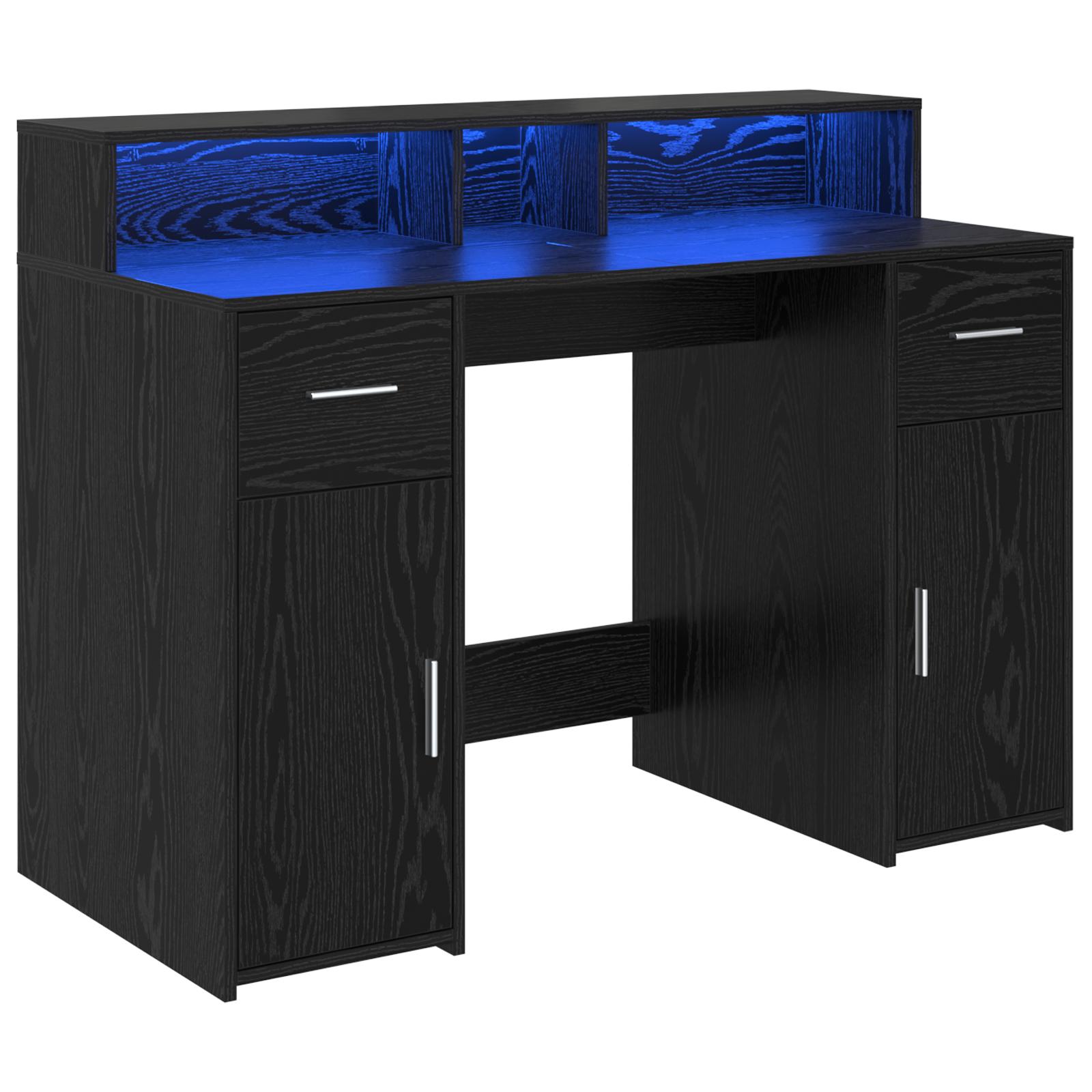 Skrivebord Sort Eg 120x55x91 Cm Konstrueret Træ
