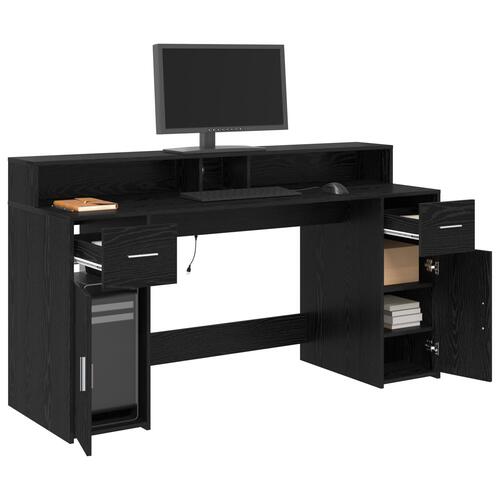 Skrivebord Sort Eg 160x55x91 cm Konstrueret træ