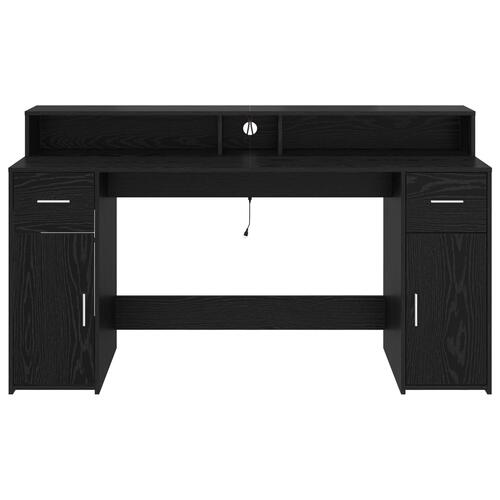 Skrivebord Sort Eg 160x55x91 cm Konstrueret træ